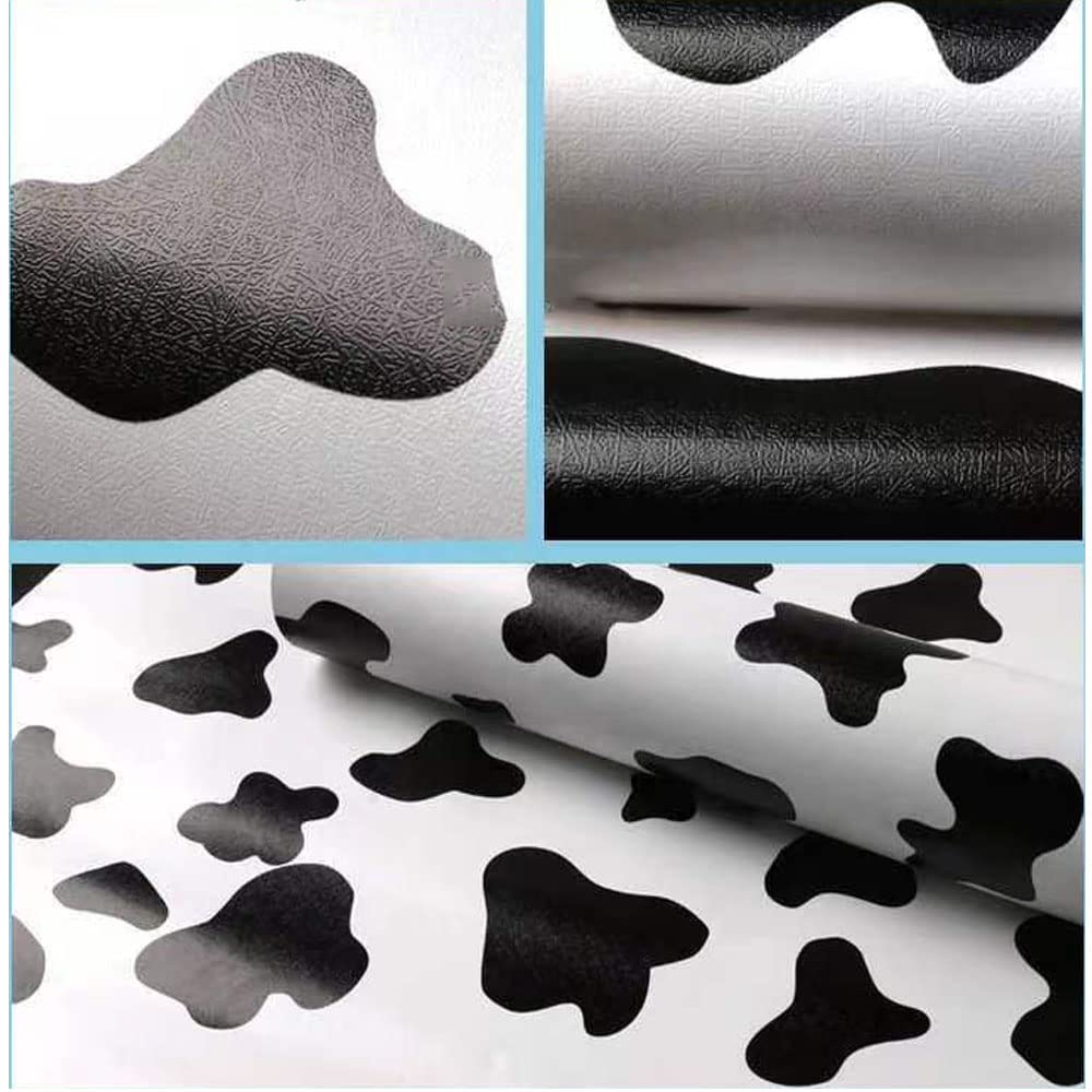Self-Adhesive Black & White Cow Print Vinyl Contact Paper - 17.7
