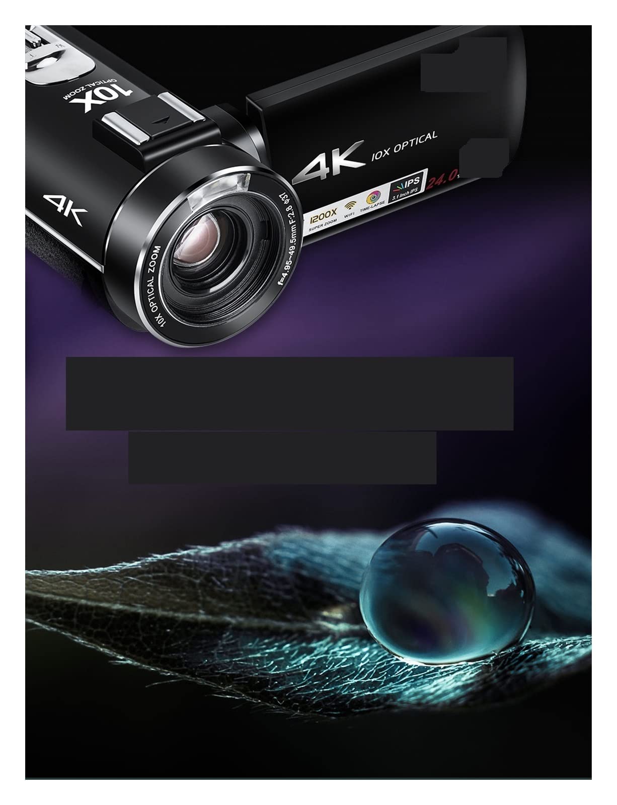 BODORME 4K Vlog Camera with 10X Optical Zoom - Full HD Video Recorder & Camcorder for YouTube, Travel, and Professional Blog Filming (Standard)