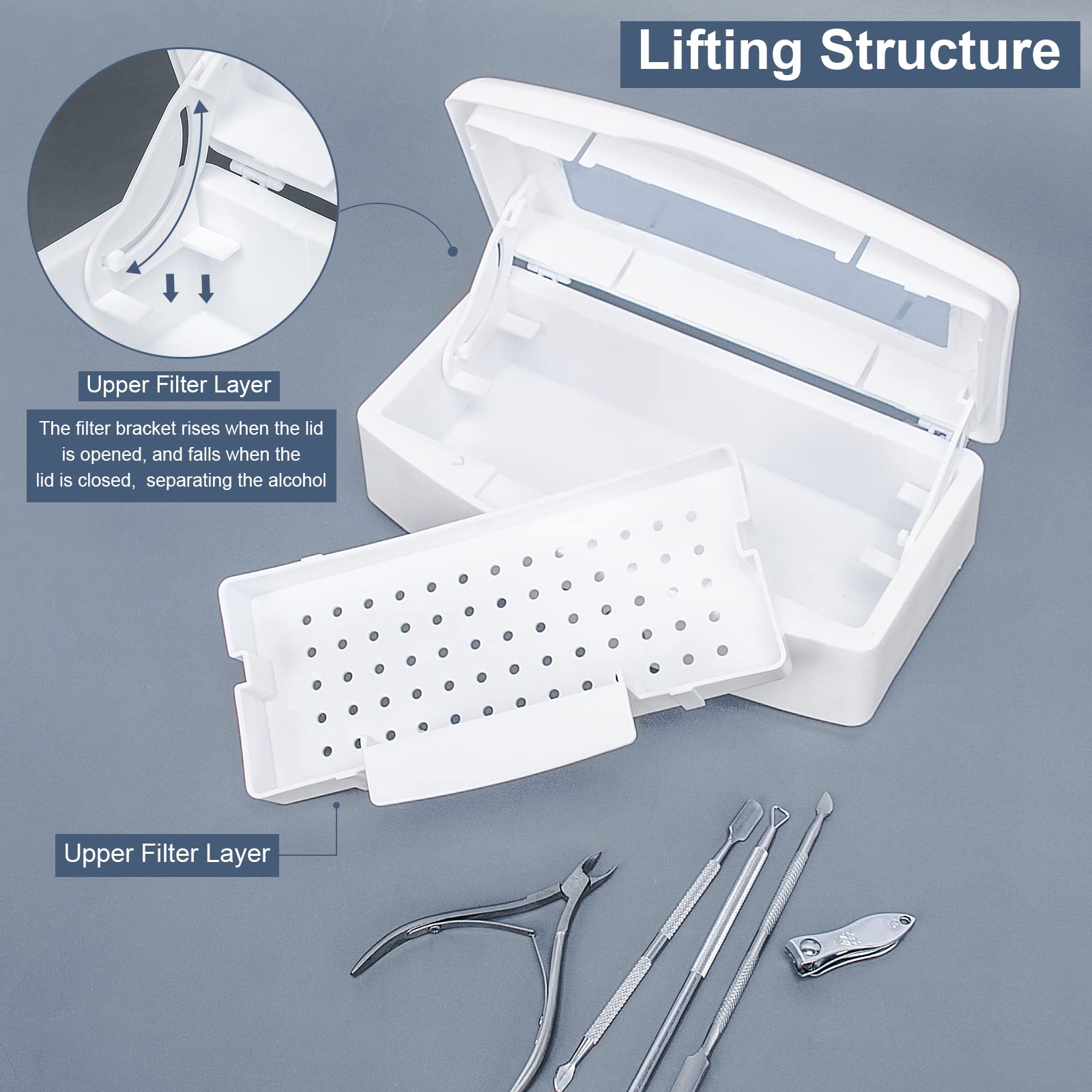 Ranrose Nail Art Cleaning Box - Plastic Storage Organizer for Tweezers & Manicure Tools, White Nail Tip Tray for Salon & Home Use - Perfect for Nail Technicians & DIY Enthusiasts