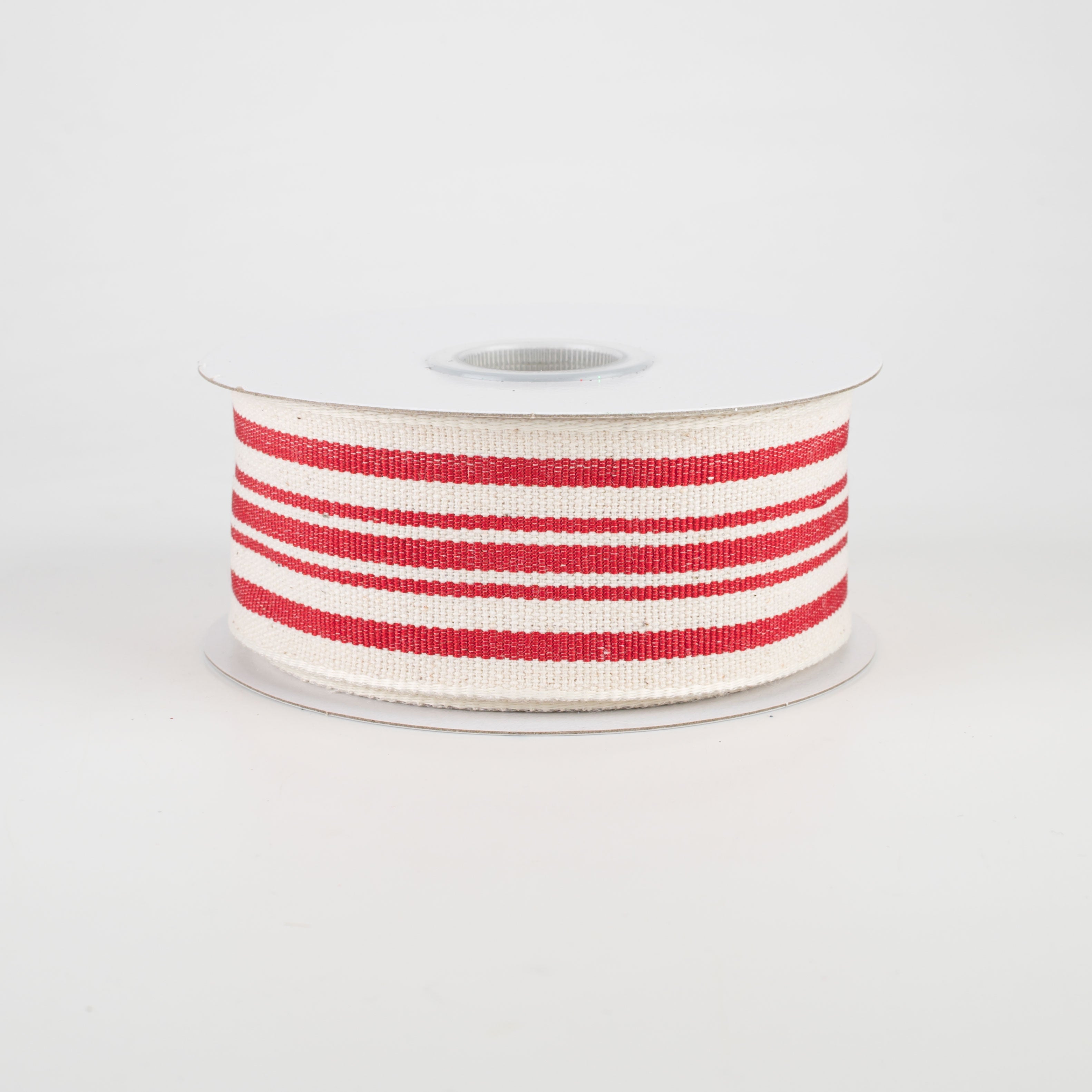 1.5 Inch French Ticking Stripe Ribbon - Ivory & Red Cotton Craft Ribbon (10 Yards) for DIY Projects, Gift Wrapping, and Home Decor