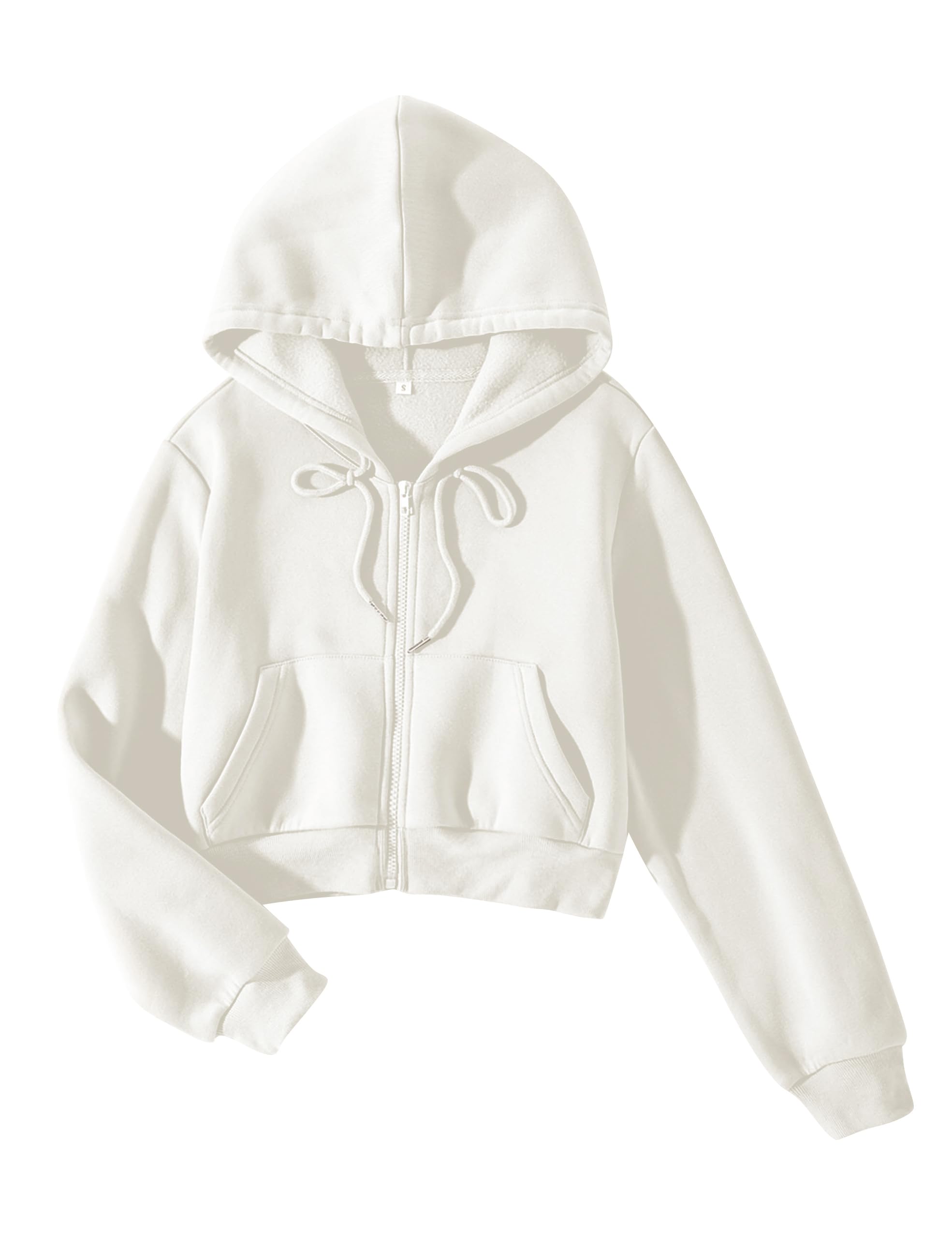 CIOATIN Women's Fleece Zip-Up Crop Hoodie - Y2K Trendy Long Sleeve Athletic Sweatshirt for Workouts & Fall Fashion | Gym, Running, Casual Wear