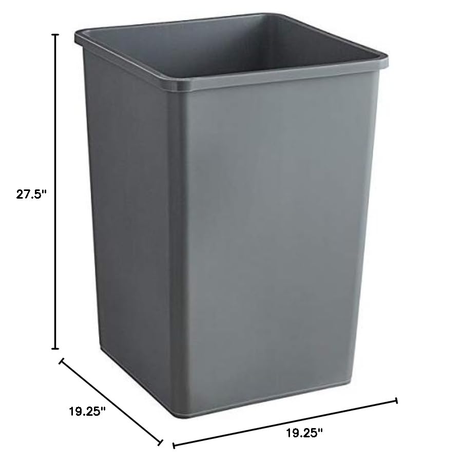 PRO&Family 140 Qt. / 35 Gallon / 132 Liter Gray Square Trash Can - Touchless Kitchen Garbage Bin, Office Waste Basket, Recycling Container for Home, Restaurant & Commercial Use