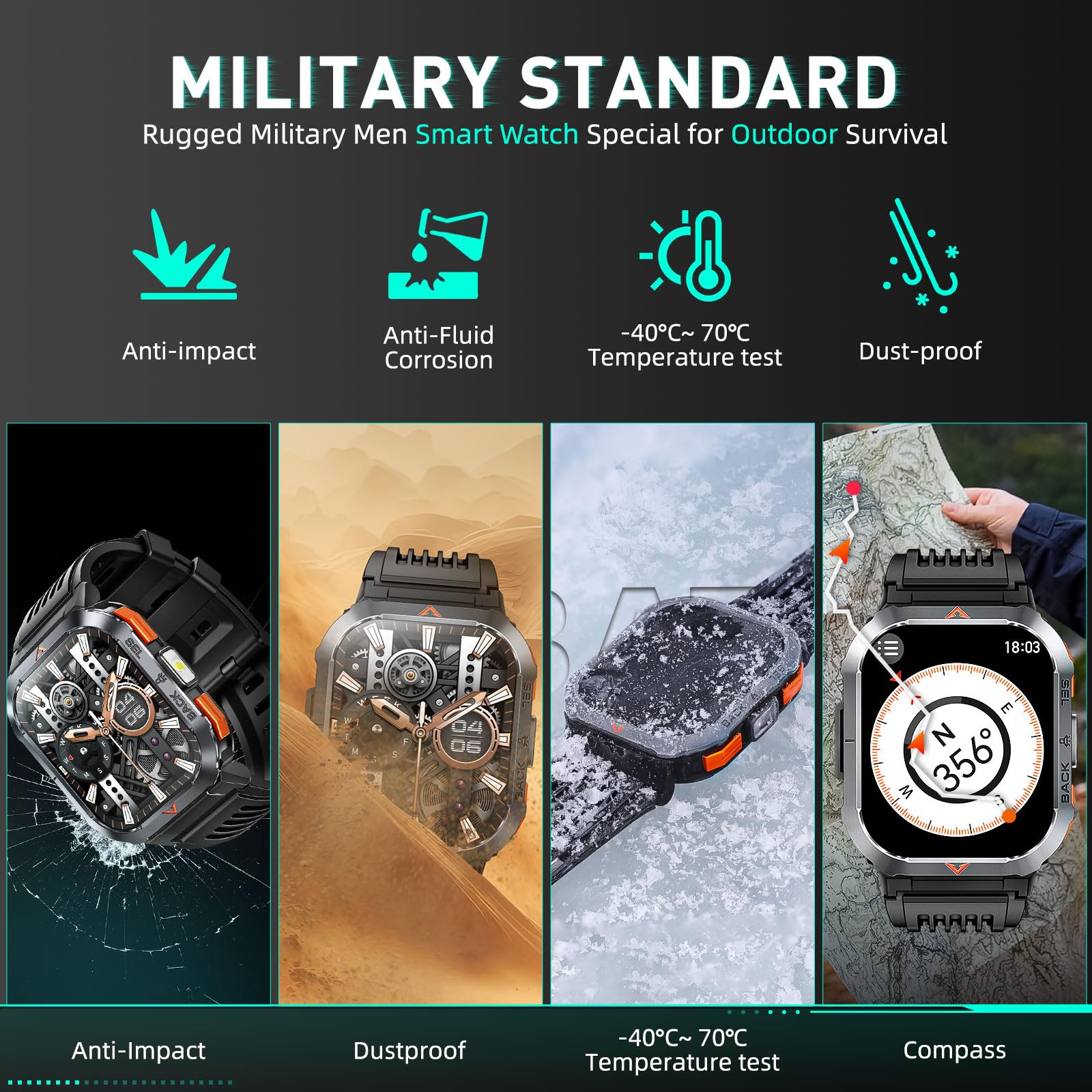 Military Smart Watch for Men - 2.02