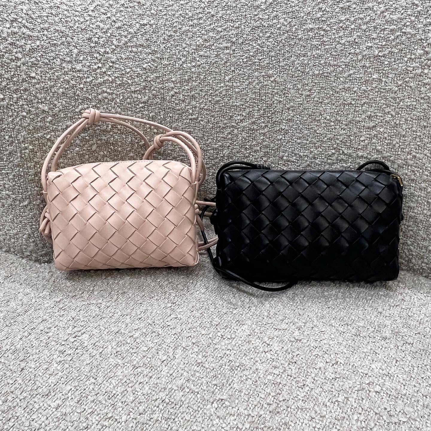 Loop Mini Nappa Intrecciato Crossbody Bag in Petal Pink - Elegant Leather Shoulder Purse for Women, Perfect for Date Night, Office & Travel Accessories