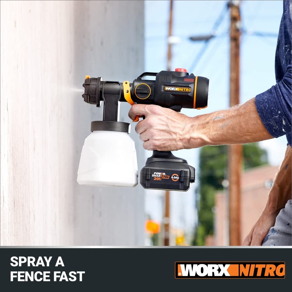 Worx Nitro WX020L 20V Cordless Paint Sprayer with Brushless Motor - Power Share Battery System - Perfect for DIY Home Projects, Furniture Painting & Wall Refinishing