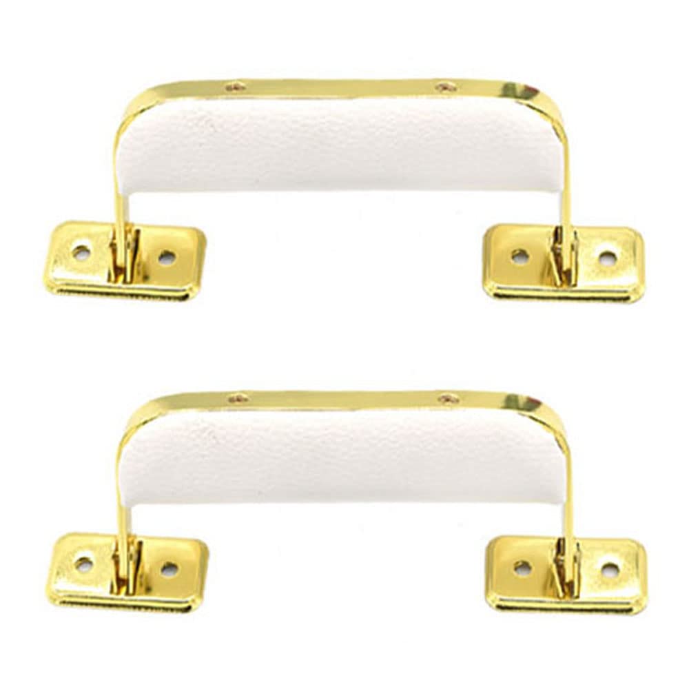 Vintage Style Leather Luggage Handle Replacement Strap - Suitcase Pull Handle for Trunk, Handbag, Briefcase (2 Pack, White Gold) | Perfect for Travel, Business & Everyday Use