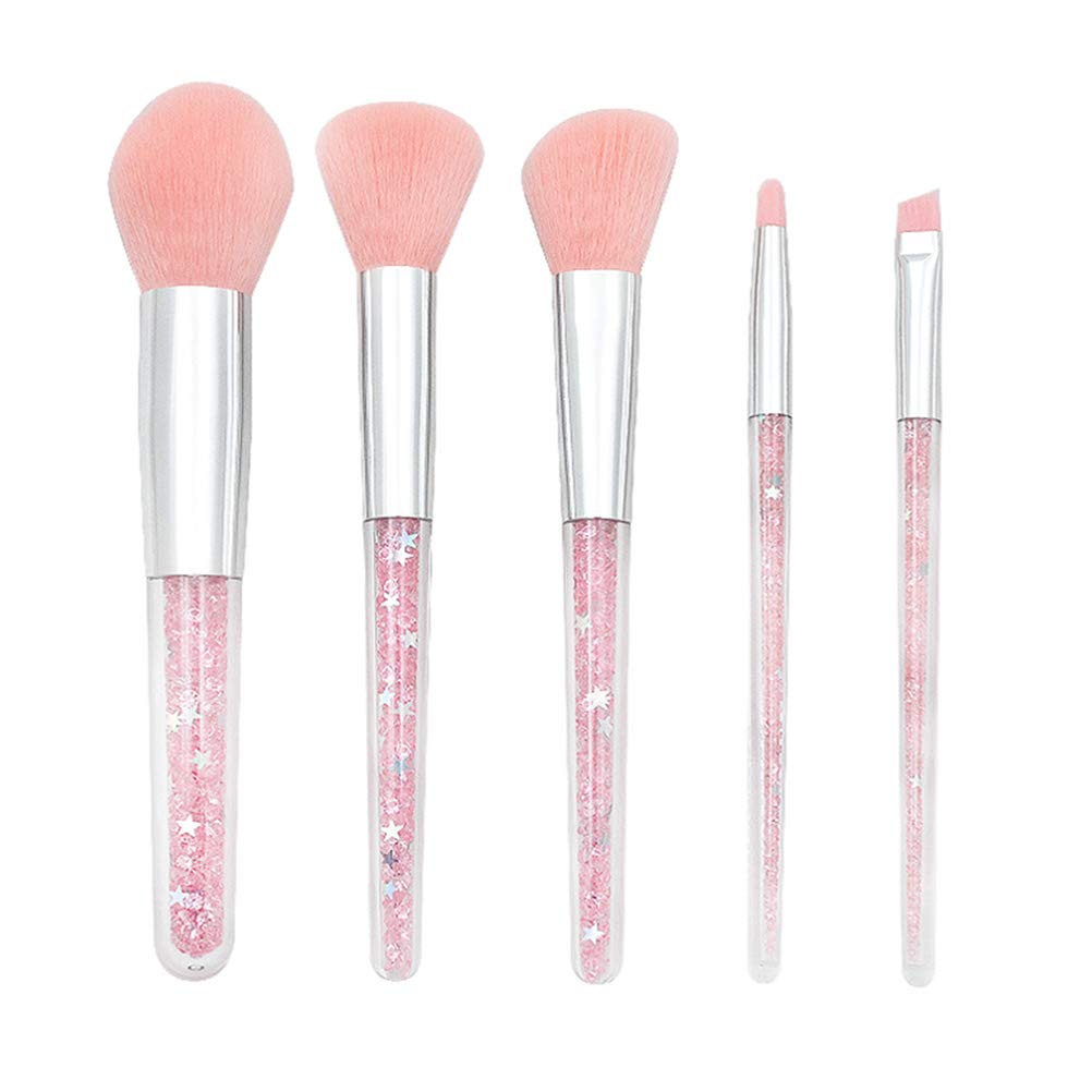 EXCLUZO 5-Piece Makeup Brush Set - Foundation Brush, Powder Brush, Eyebrow Brush - Professional Cosmetic Brushes for Women & Girls | Perfect for Daily Makeup, Contouring & Beauty Routines