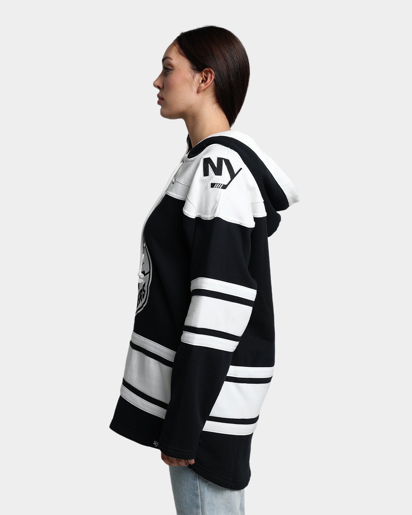 47 Brand New York Islanders Superior Lacer Hoodie - Jet Black NHL Fan Apparel for Men & Women - Perfect for Game Day, Tailgating & Casual Wear