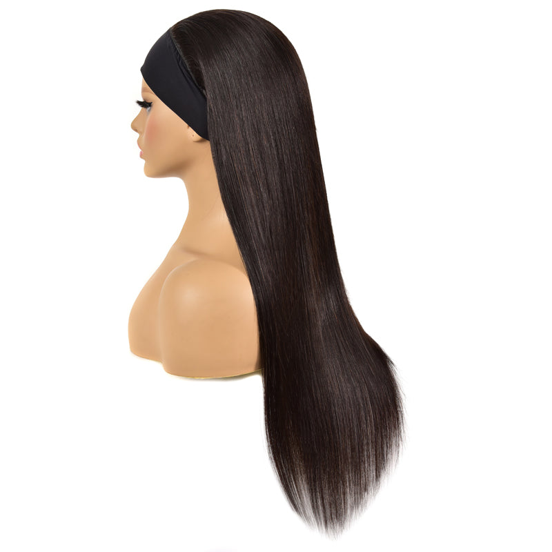 Trendy Baddie Look Human Hair Wig - 4 Natural Colors, Glueless & Quick Install Straight Headband Wig for Women | Perfect for Daily Wear, Cosplay & Special Occasions