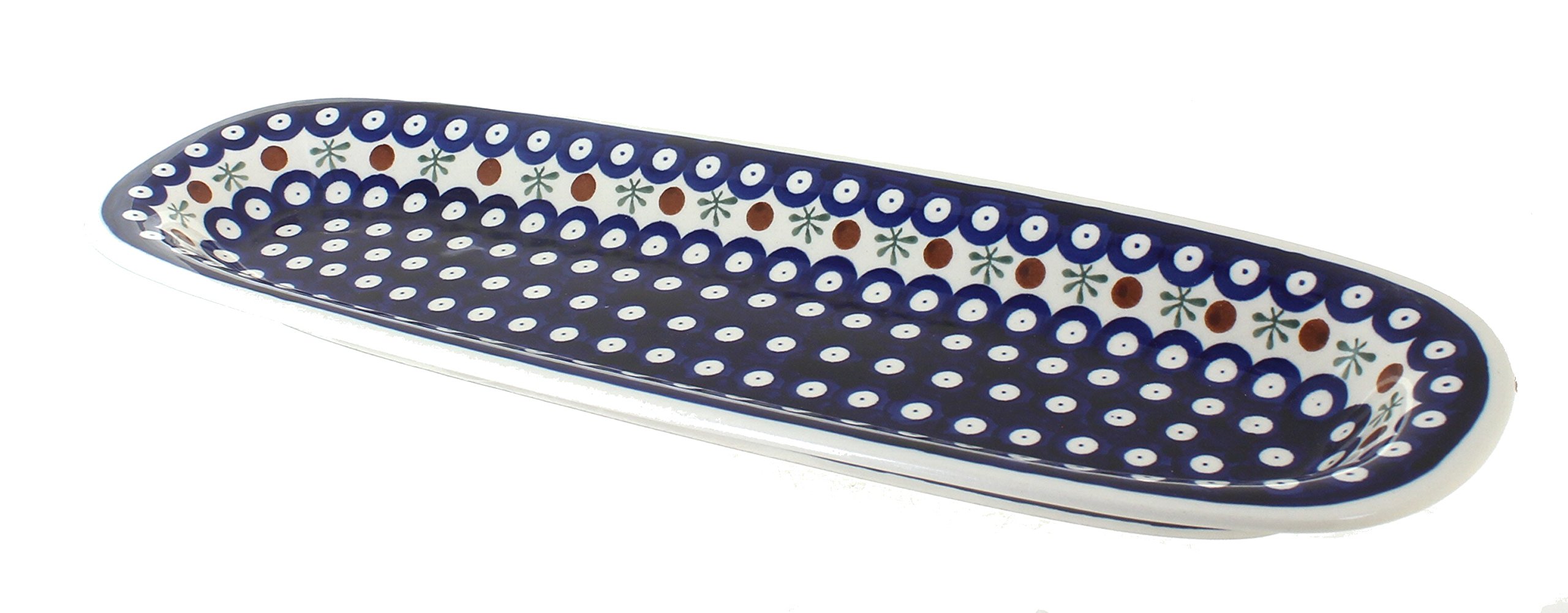 Blue Rose Polish Pottery Large Bread Platter - Handmade Ceramic Serving Tray for Rustic Farmhouse Dining, Cheese Board, and Party Appetizers - Perfect for Entertaining, Weddings, and Holiday Gatherings