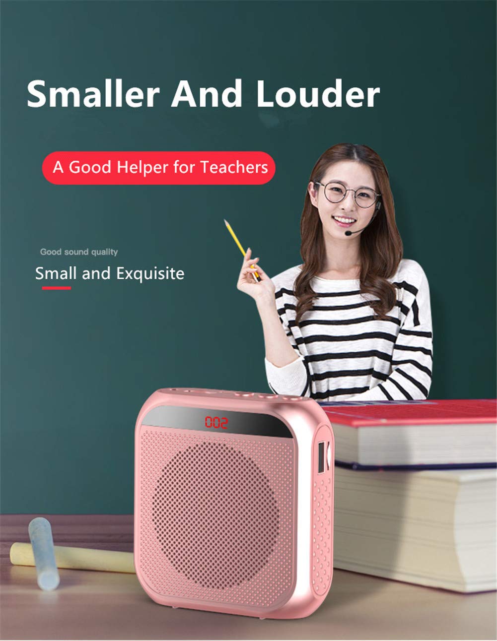 Portable Voice Amplifier with Wired Microphone Headset - Rechargeable PA System Speaker for Teachers, Tour Guides & Public Speaking - Personal Speech Amplifier with Loudspeaker - Ideal for Classrooms, Meetings & Outdoor Events (Rose Gold)