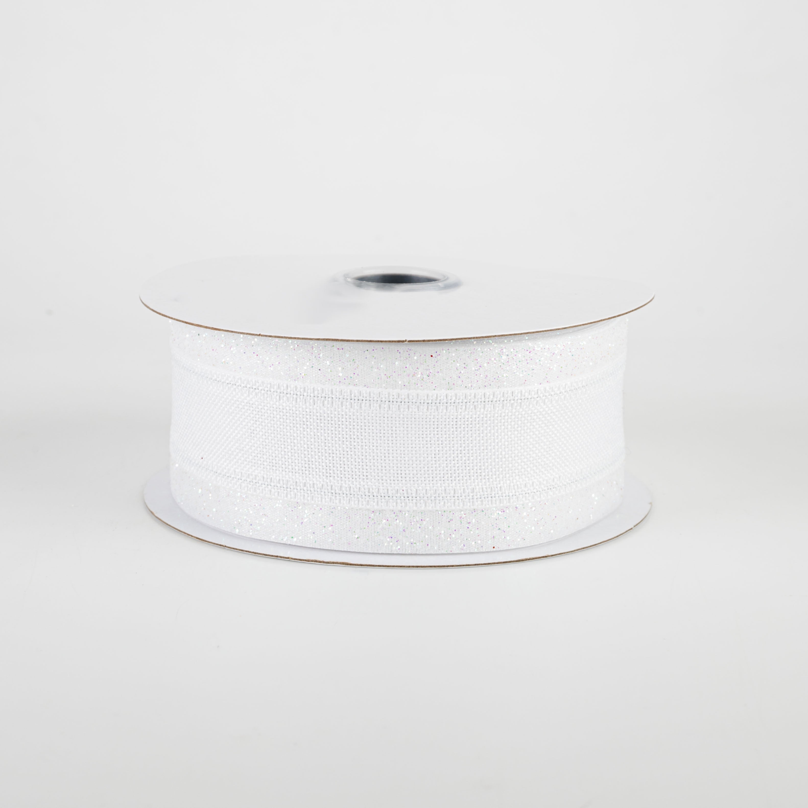 1.5 Inch White Glitter Satin Ribbon - 10 Yards Bulk Roll for Gift Wrapping, DIY Crafts, Wedding Decorations & Party Favors
