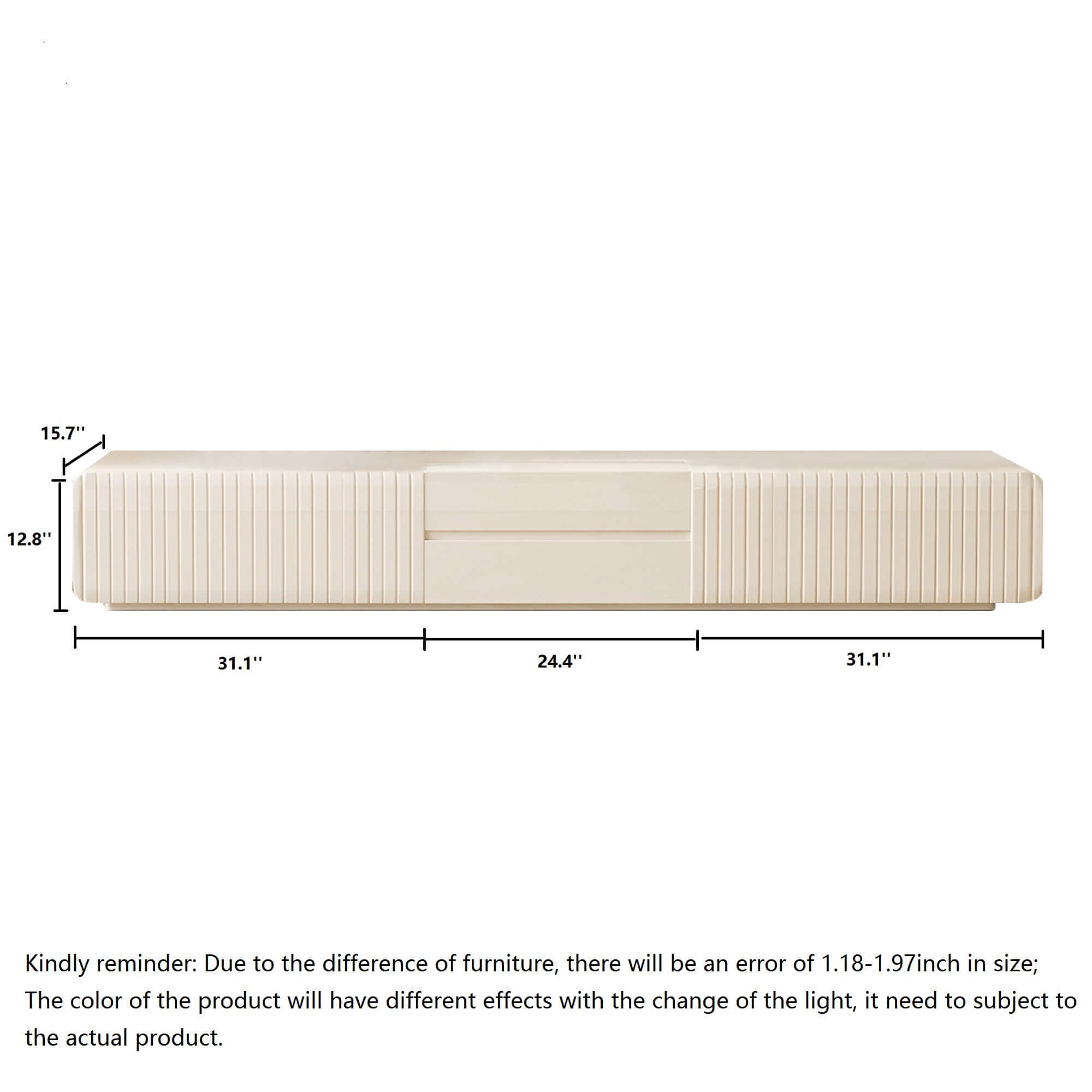 Modern Minimalist Beige TV Stand with Storage Drawers - 60