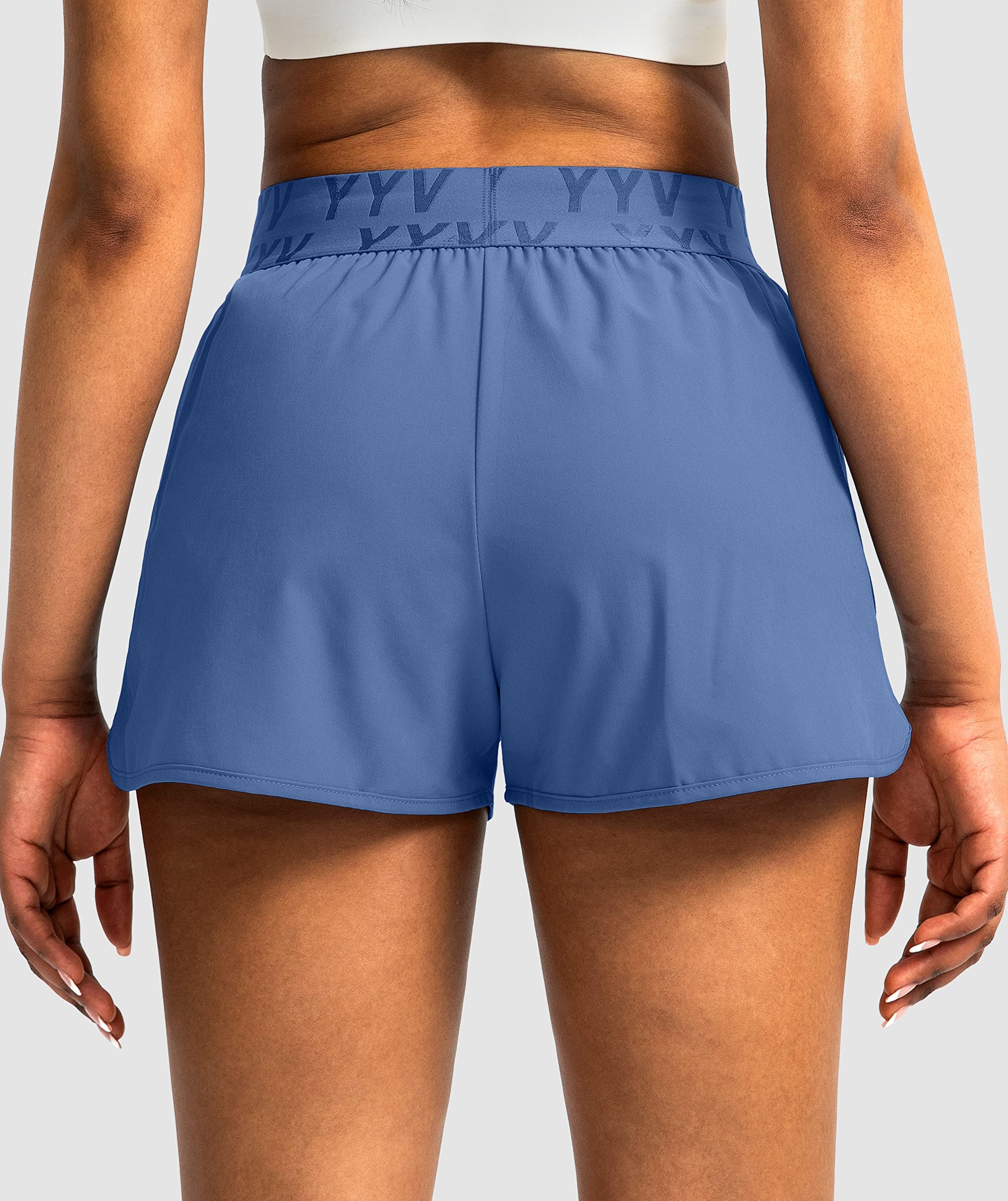 YYV Women's Running Shorts with Zipper Pockets - Quick-Dry, Elastic Waistband Athletic Gym Shorts with Liner - Perfect for Jogging, Workouts & Yoga