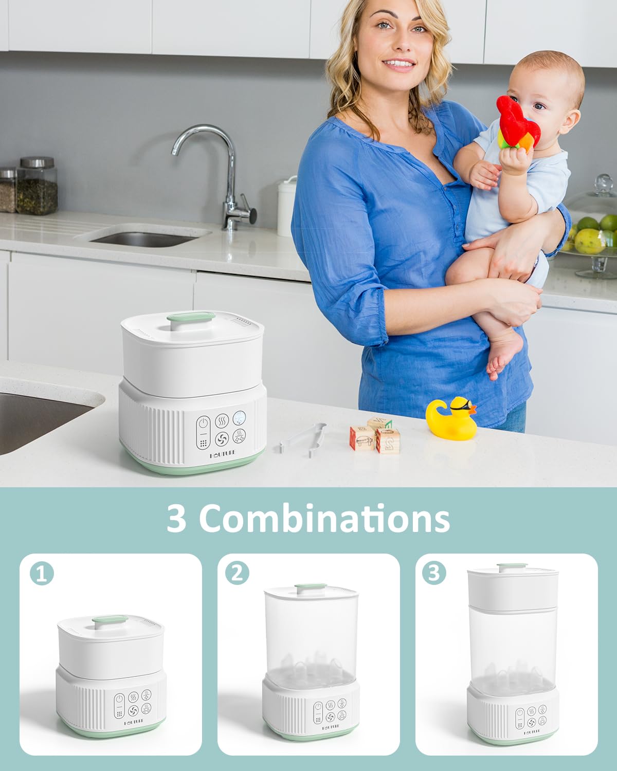 HAUTURE Electric Baby Bottle Sterilizer and Dryer - Compact Steam Sterilizing Machine for Bottles, Pacifiers & Breast Pump Parts | Fast Drying, Safe Sanitization for Newborns | Perfect for Nursery, Travel & Daily Baby Care