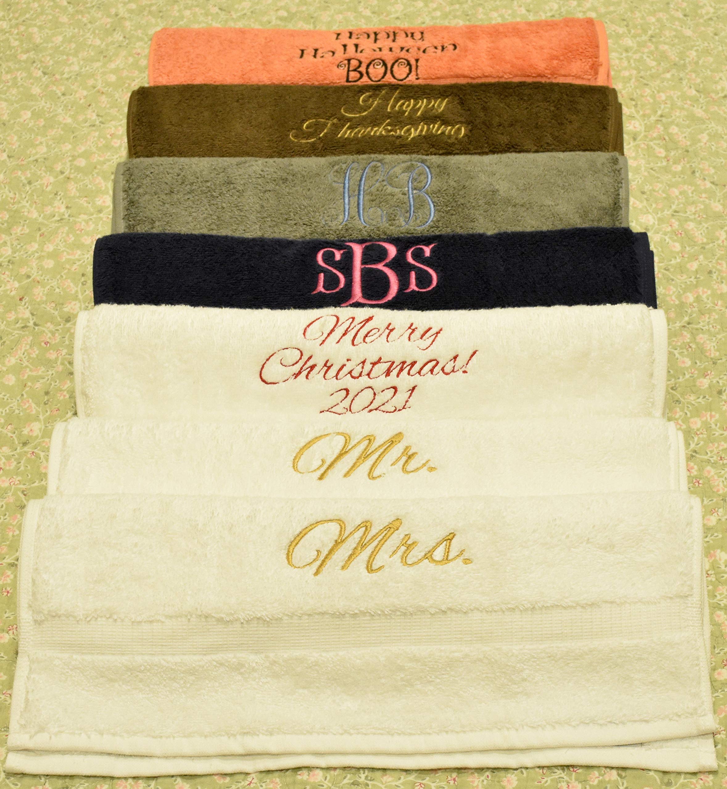 Personalized Embroidered Classic Bath Towels Set - 2 Piece 27x54 Inches Soft Absorbent Coral Towels for Bathroom, Spa & Gift Giving