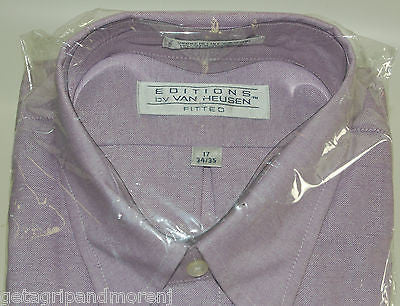 Van Heusen Men's Dress Shirt - 17 34/35 Size in Purple | Classic Fit Formal Shirt for Office, Wedding & Business Attire
