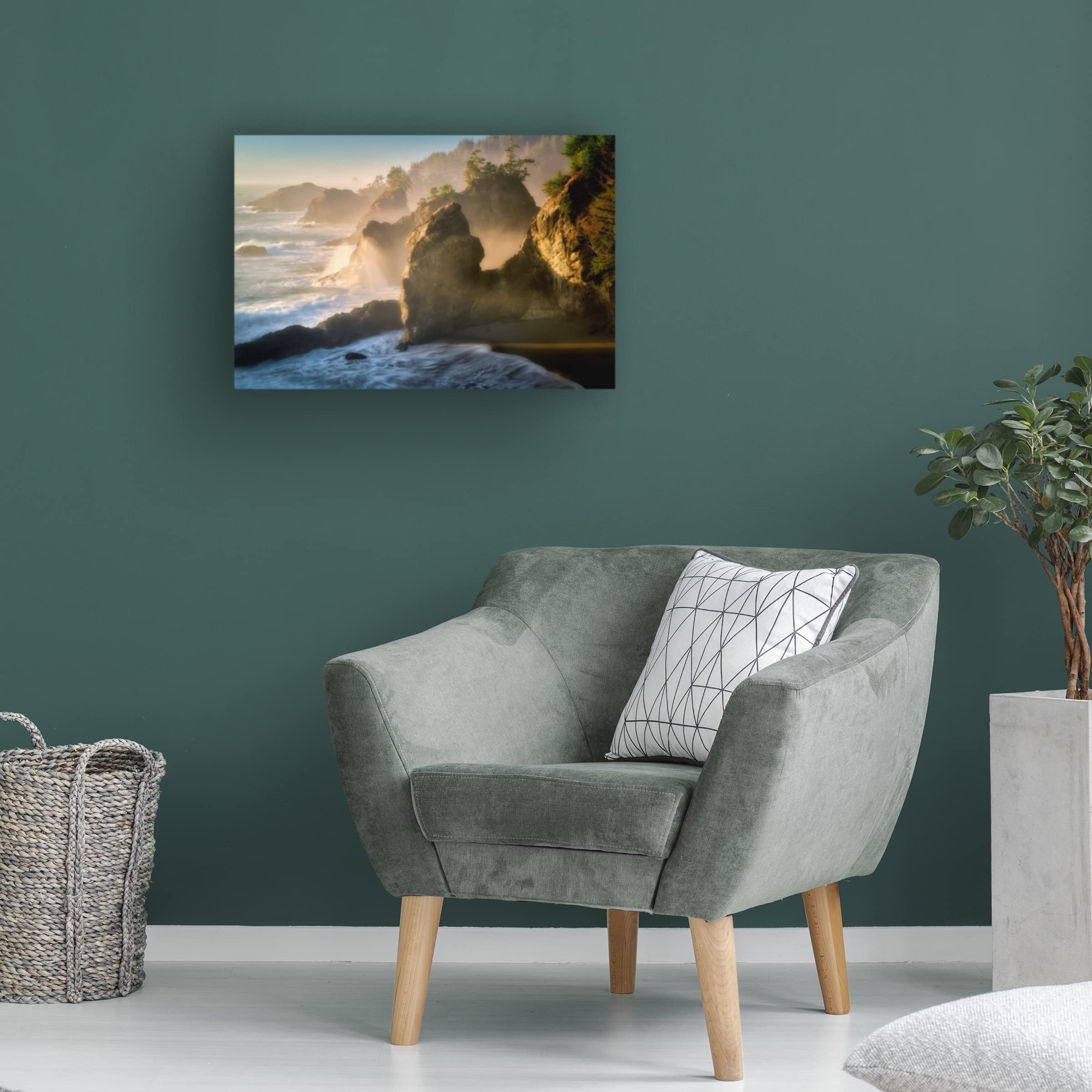 Trademark Fine Art 'Coastline 3' Canvas Wall Art by Dennis Frates - Ocean Beach Landscape Painting for Living Room, Bedroom & Office Decor