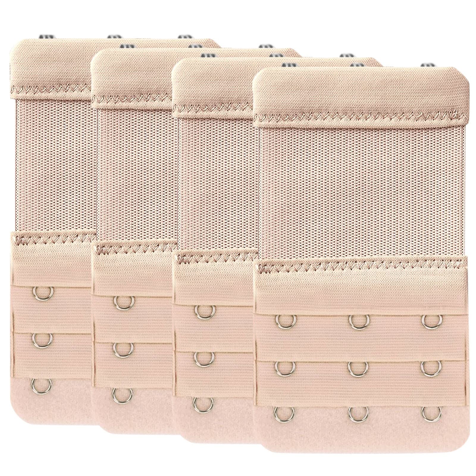 Women's Bra Extenders 2/3 Hook - Comfortable Stretchy Straps for Perfect Fit (Beige)