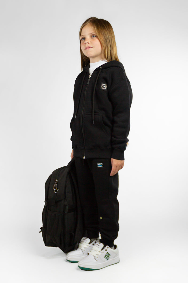 OCN Kids College Black Patch Logo Round Jacket - Stylish & Comfortable Outerwear for Boys & Girls - Perfect for School, Outdoor Play & Casual Wear