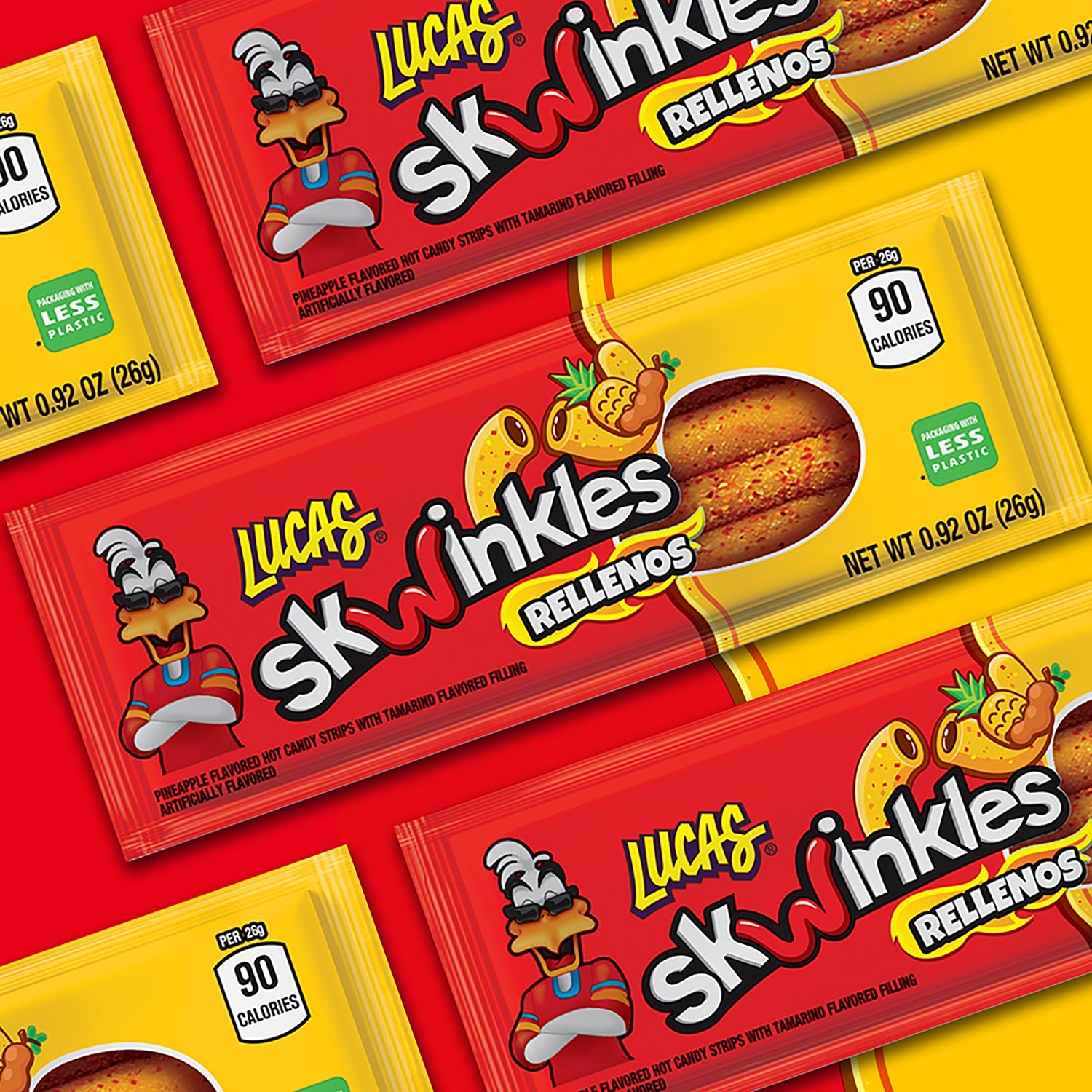 Lucas Relleno Skwinkle Pineapple & Tamarind Candy | 12 Count Box | Mexican Sweet & Sour Treats for Parties, Gifts & Snacking