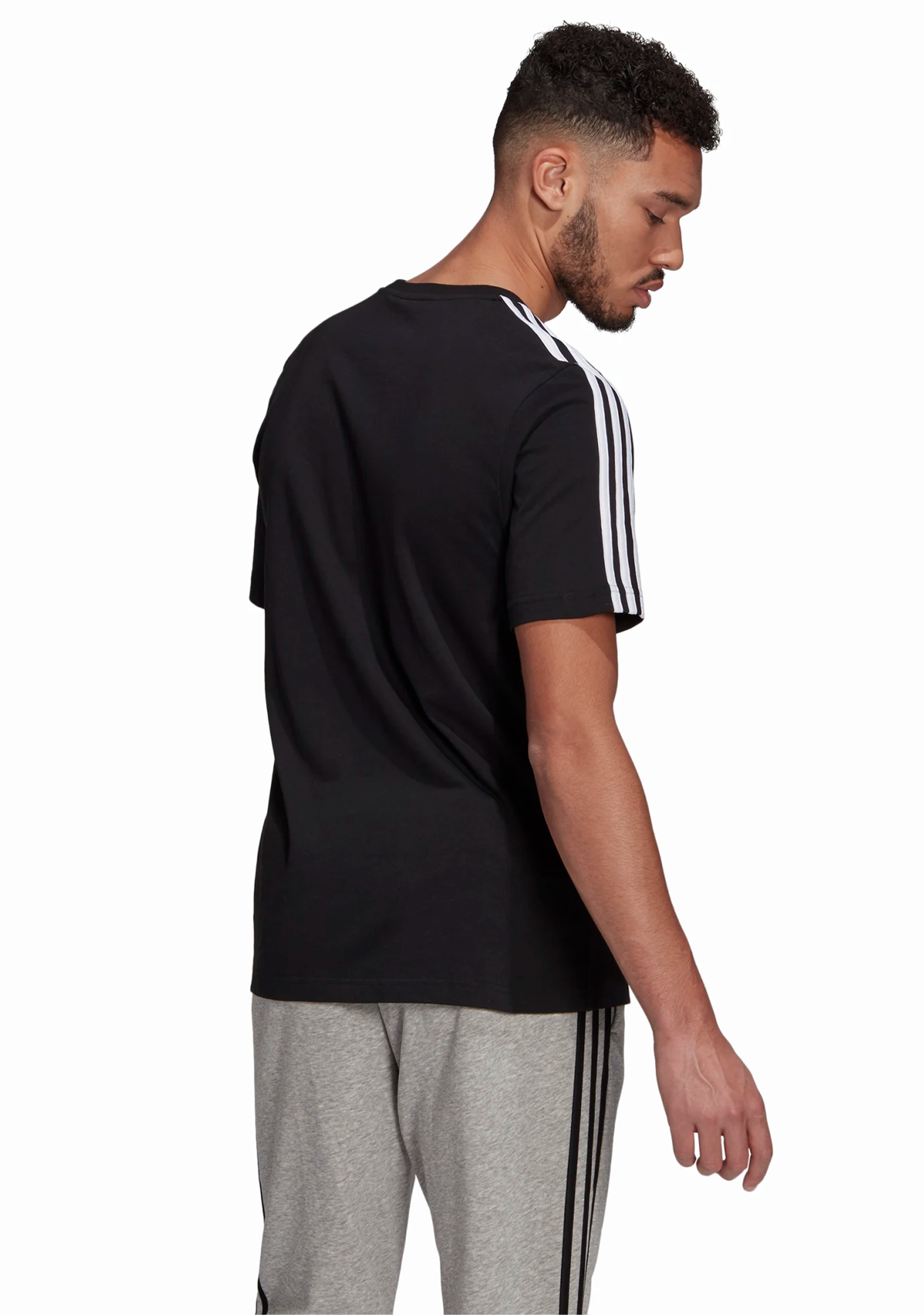 Adidas Men's Essentials 3-Stripes T-Shirt - Classic Cotton Crewneck Tee for Casual Wear, Gym & Everyday Outfits
