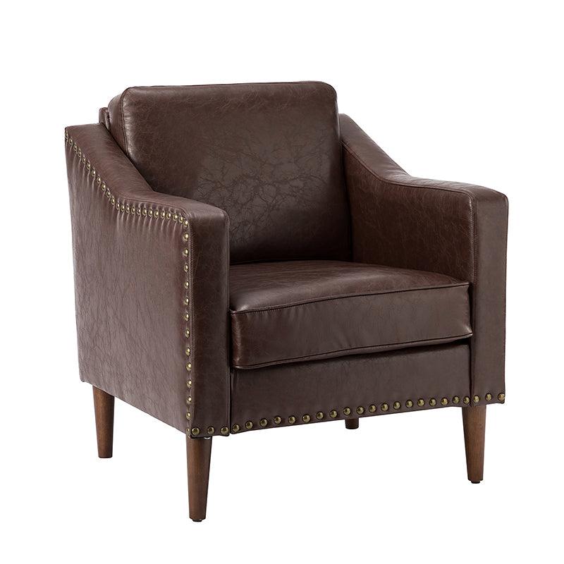 Rafaella Vegan Leather Armchair with Solid Wood Legs - Modern Vegan Leather Lounge Chair with Sturdy Wooden Legs for Living Room, Office, or Reading Nook