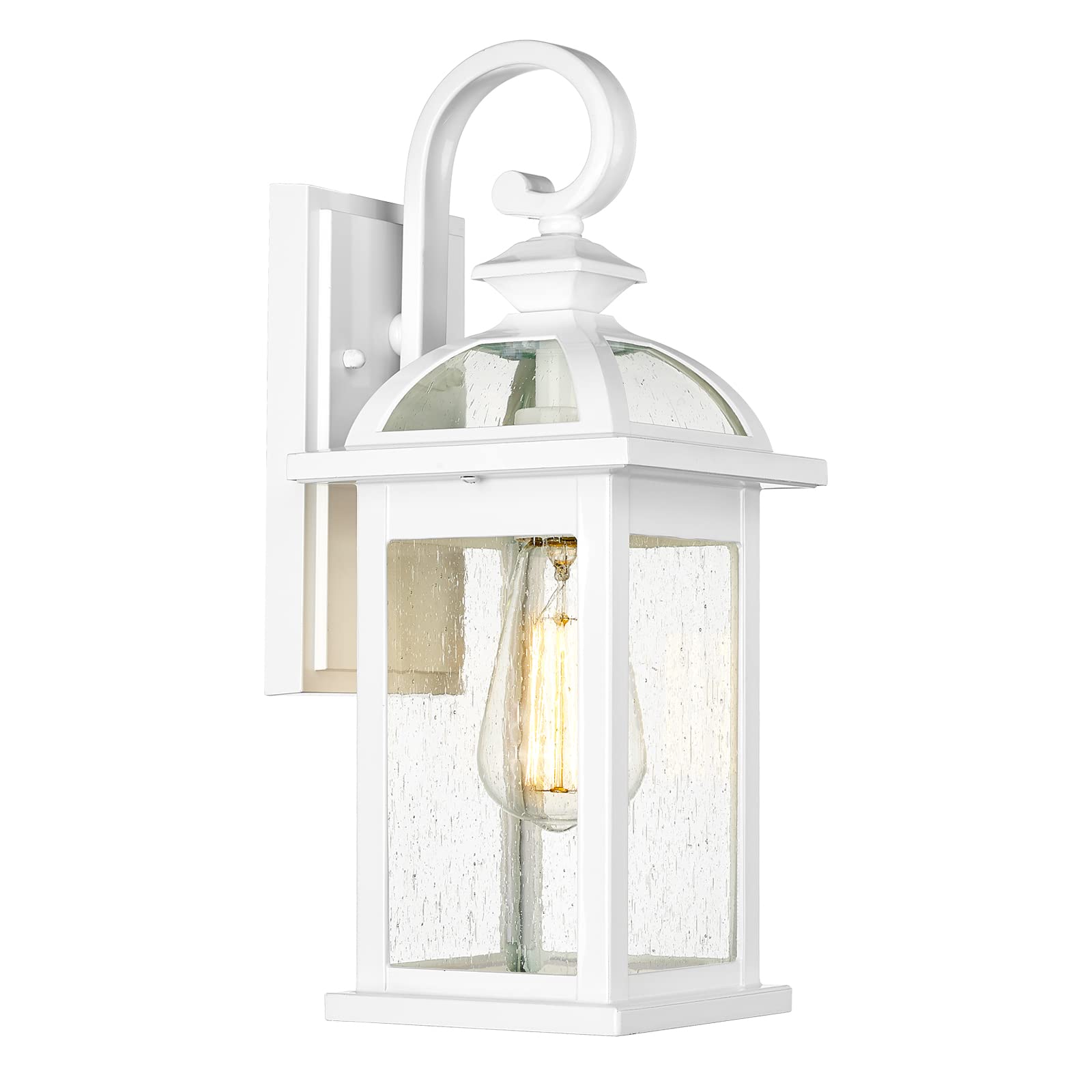 Darkaway Waterproof Outdoor Wall Sconce Lights with Seeded Glass - White Exterior Light Fixture for House, Front Porch, Patio, Garden & Backyard (1 Pack) - Perfect for Outdoor Lighting, Pathway Illumination & Home Decoration