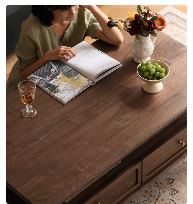 Solid Black Walnut Wood American Retro Coffee Table - Mid-Century Modern Style for Living Room, Lounge & Office Decor