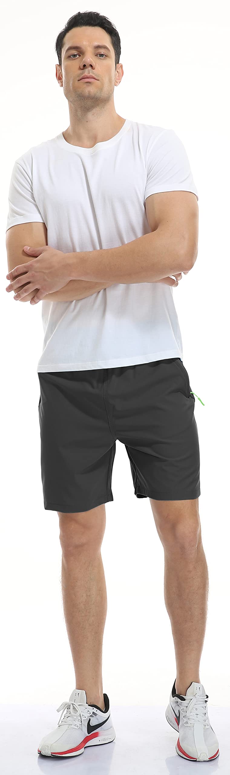 SPOSULEI Men's Quick-Dry Hiking Shorts - Water Resistant Lightweight Athletic Shorts with Zipper Pockets for Outdoor Running, Camping & Summer Activities