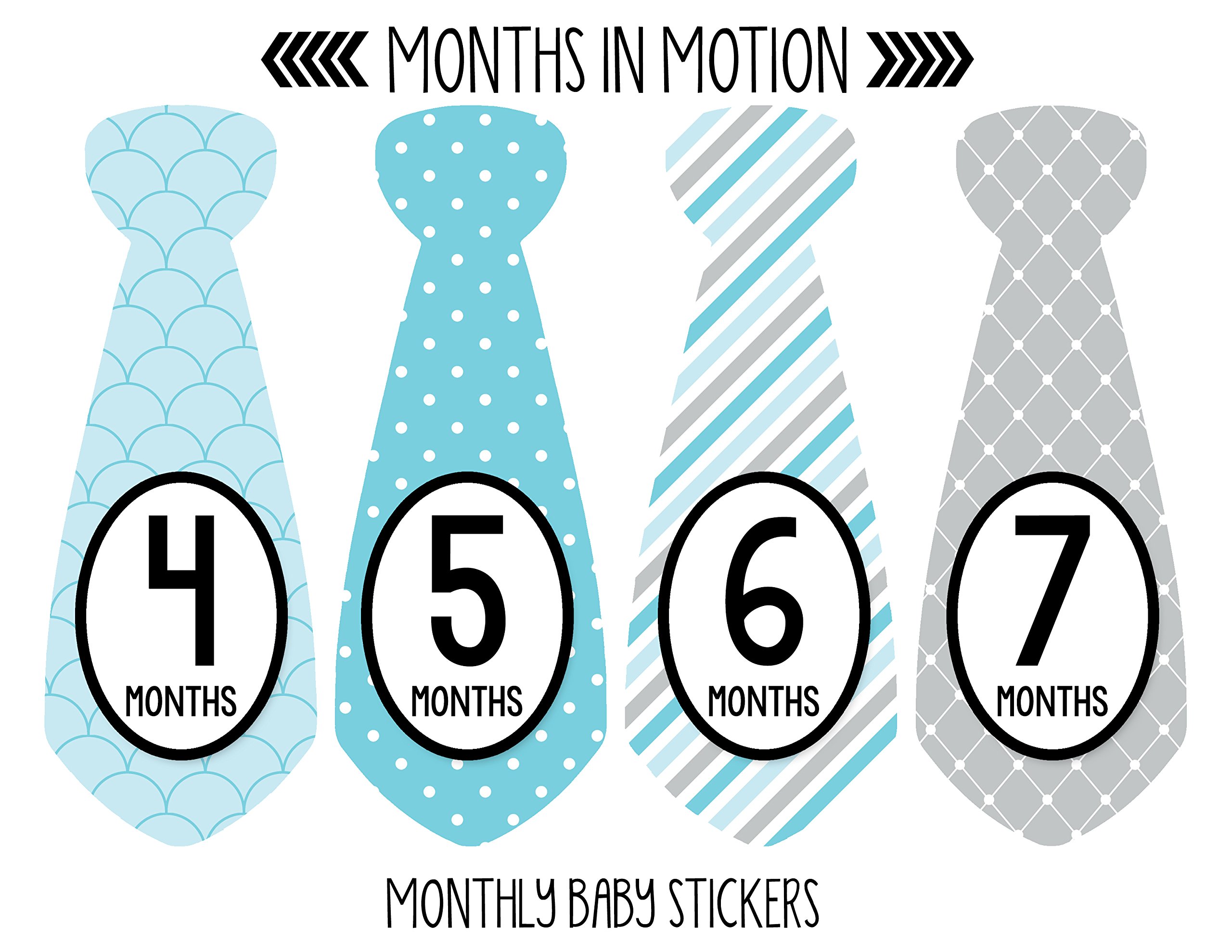 Baby Monthly Milestone Necktie Stickers - Newborn Boy Growth Photo Props - Set of 20 Adhesive Month Markers for Baby's First Year - Perfect for Monthly Photoshoots, Scrapbooking & Memory Keepsakes