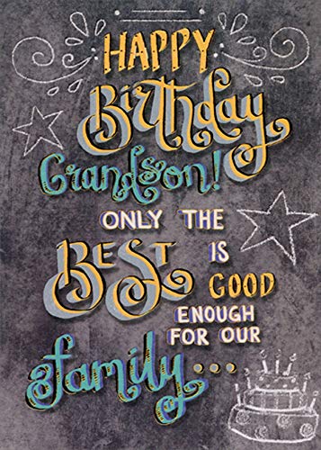 Premium Chalk Drawing Birthday Card for Grandson - Thoughtful Grandparent Gift for Special Occasions & Family Celebrations