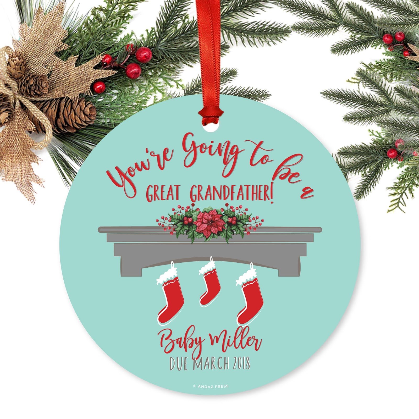 Personalized Pregnancy Announcement Christmas Ornament - 