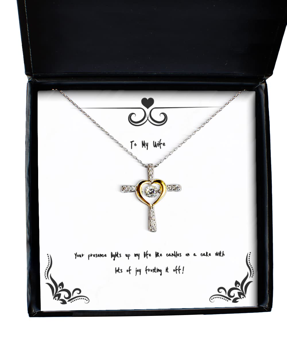 Cross Dancing Necklace for Women - Elegant Wife Jewelry Gift with Inspirational Message - Perfect for Anniversaries, Birthdays & Special Occasions