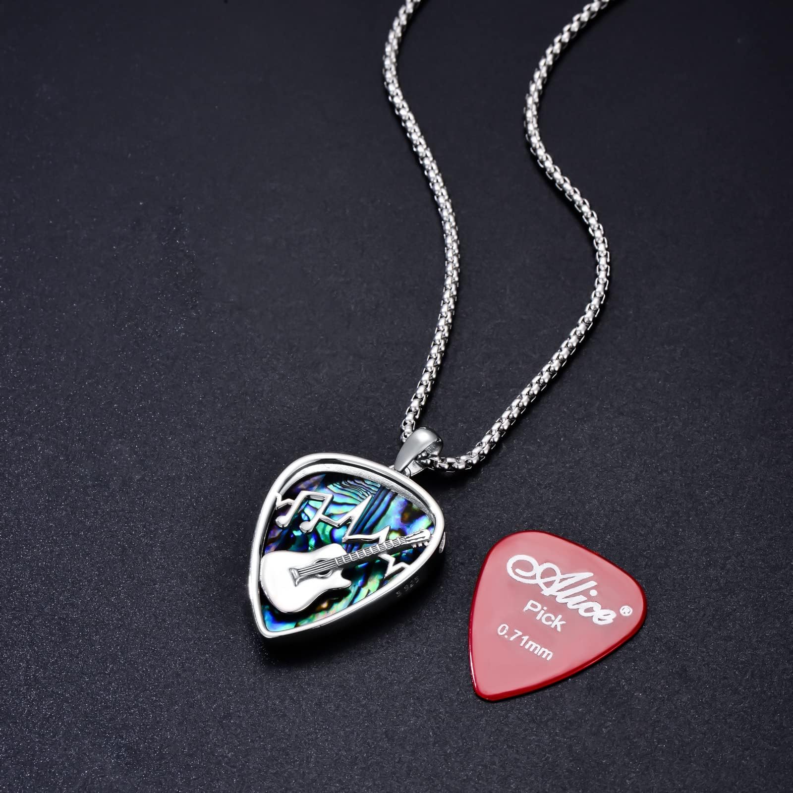 Dorunmo Sterling Silver Guitar Pick Holder Necklace - Personalized Soundwave Pendant for Musicians | Unique Gift for Guitar Lovers & Music Enthusiasts | Perfect for Performances, Concerts & Music Festivals
