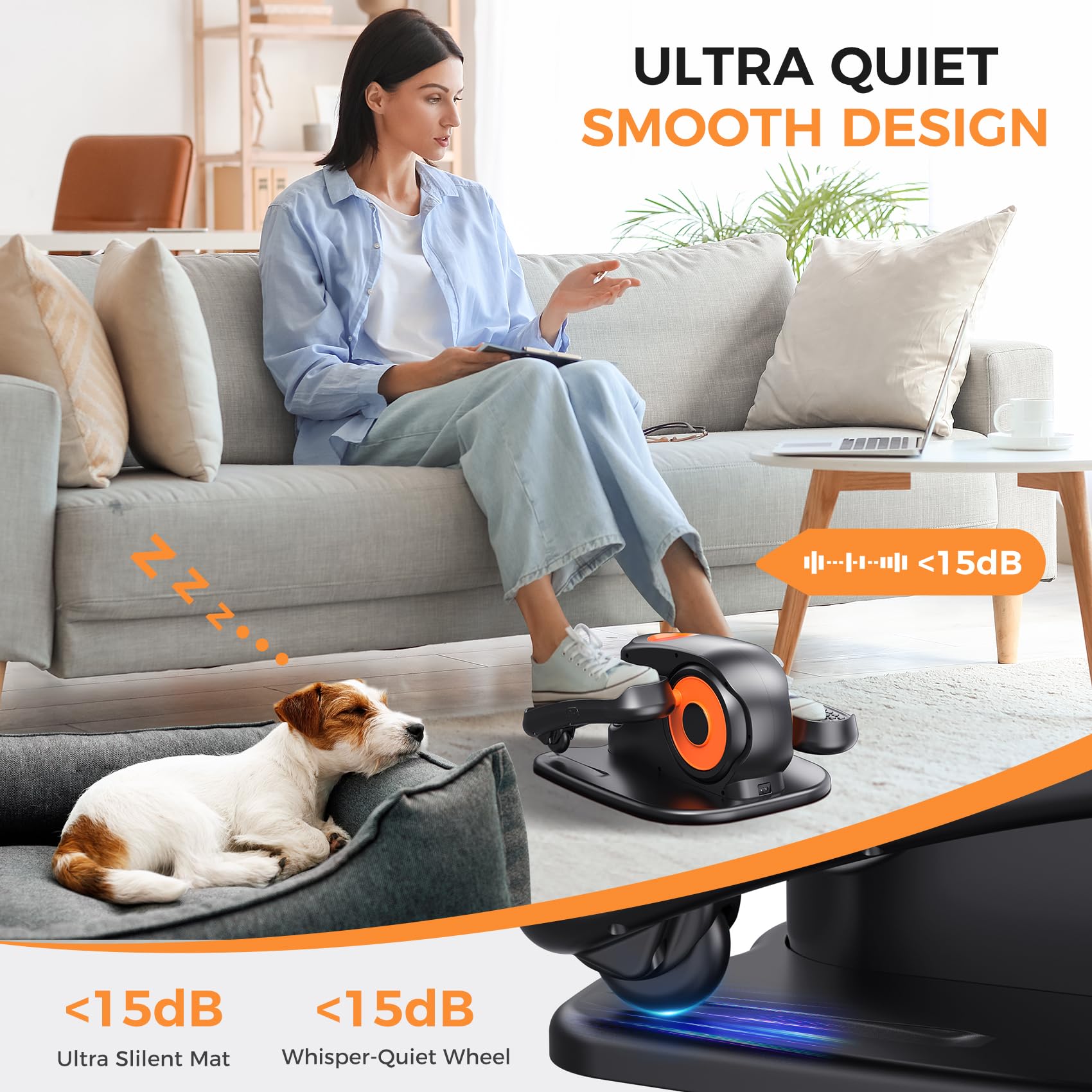 Under Desk Elliptical Machine - Quiet Portable Leg Exerciser for Seniors & Office Workers with Remote Control, 12 Adjustable Speeds - Perfect for Home Office, Physical Therapy & Low-Impact Workouts