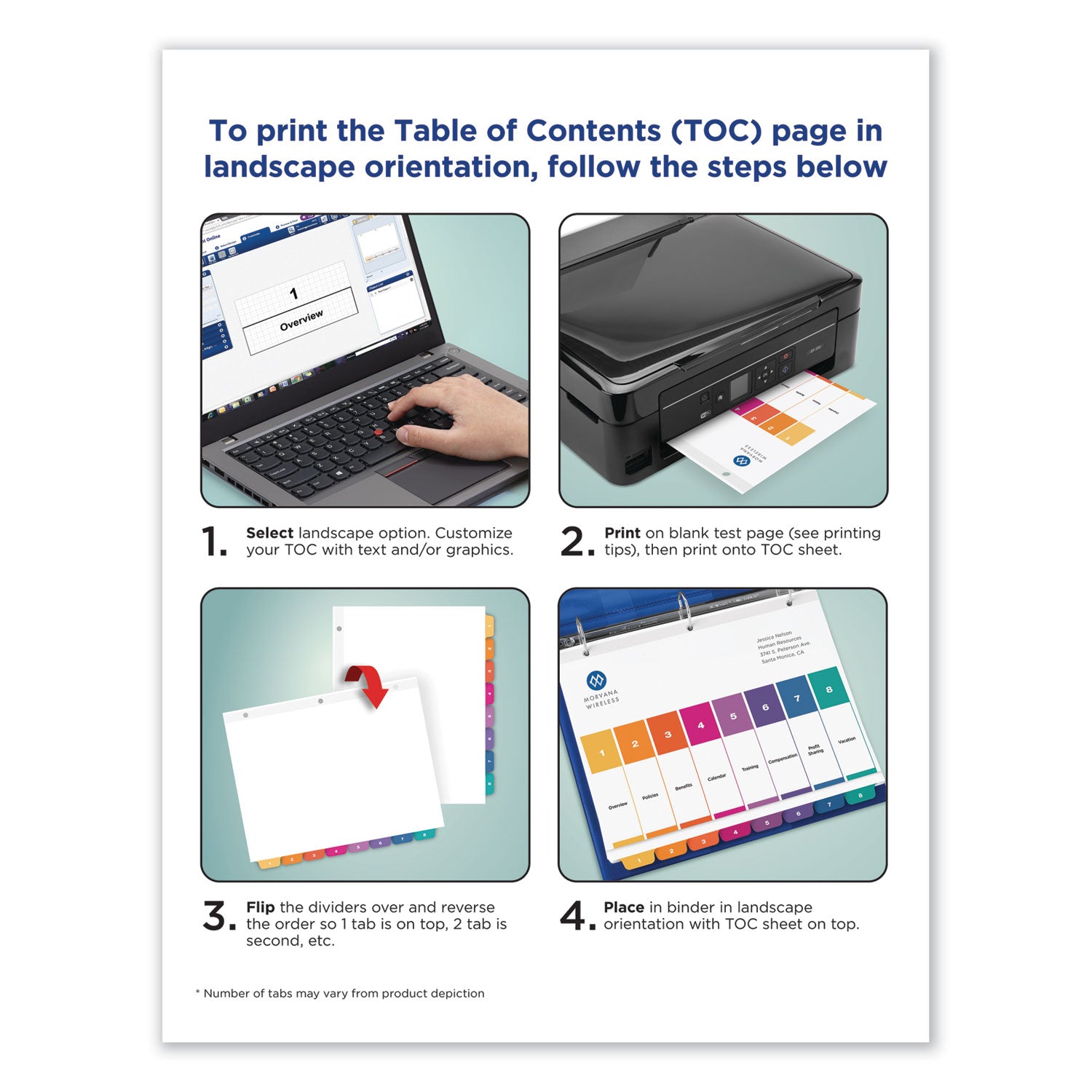 Avery Customizable Table of Contents Index Dividers with Multicolor Tabs - 10 Tabs (1-10), 11