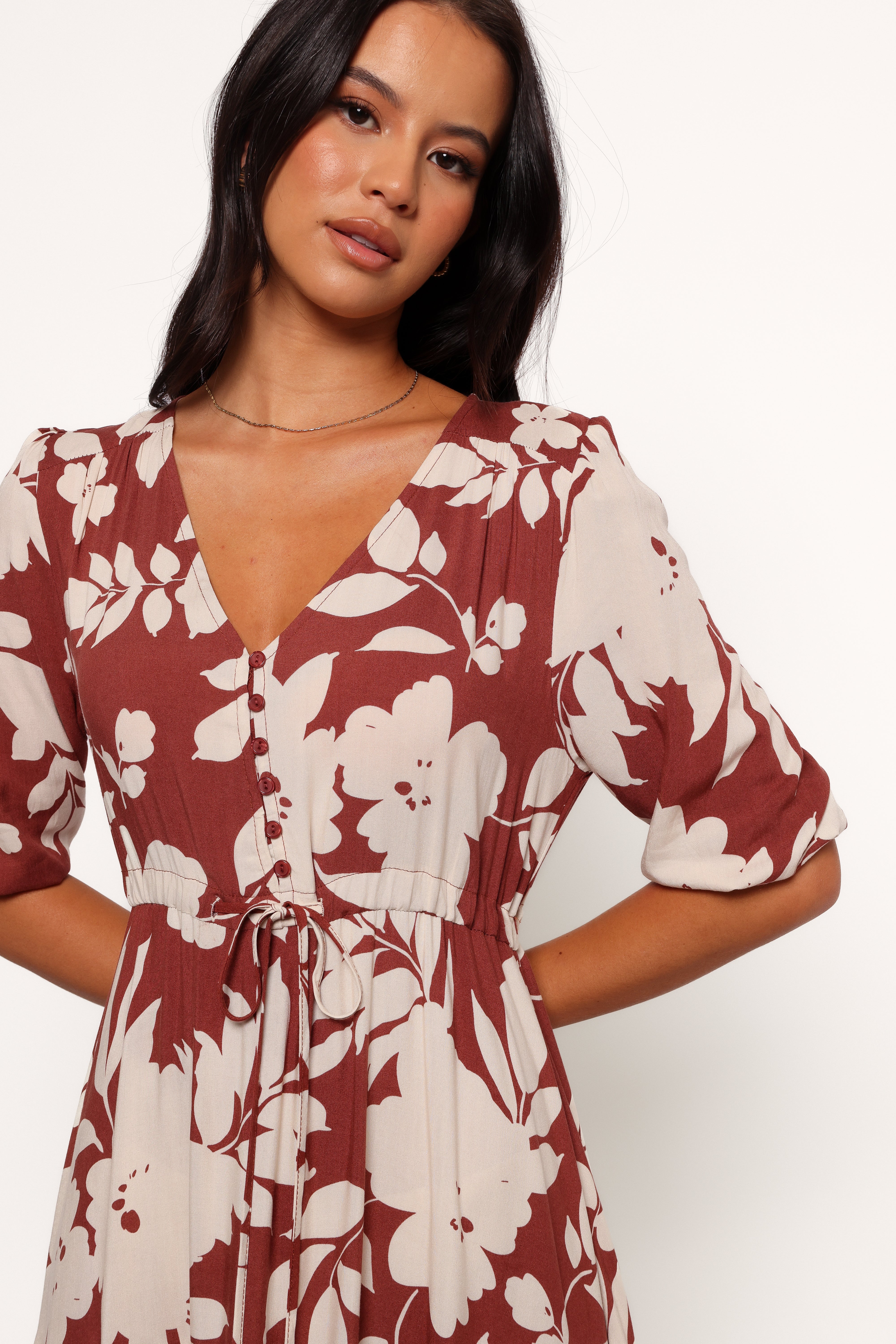 Kelda Dress - Rust Floral Print Women's Maxi Dress | Boho Chic Summer Dress for Beach, Vacation & Casual Wear