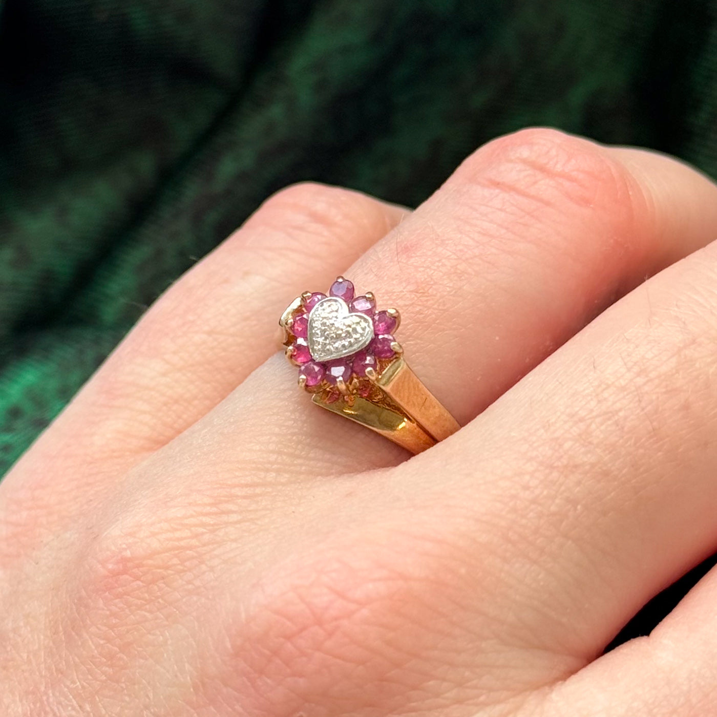 Exquisite Ruby & Diamond Heart Ring | 0.15ctw Genuine Gemstones | Size 6 | Perfect for Valentine's Day Gifts & Anniversary Jewelry
