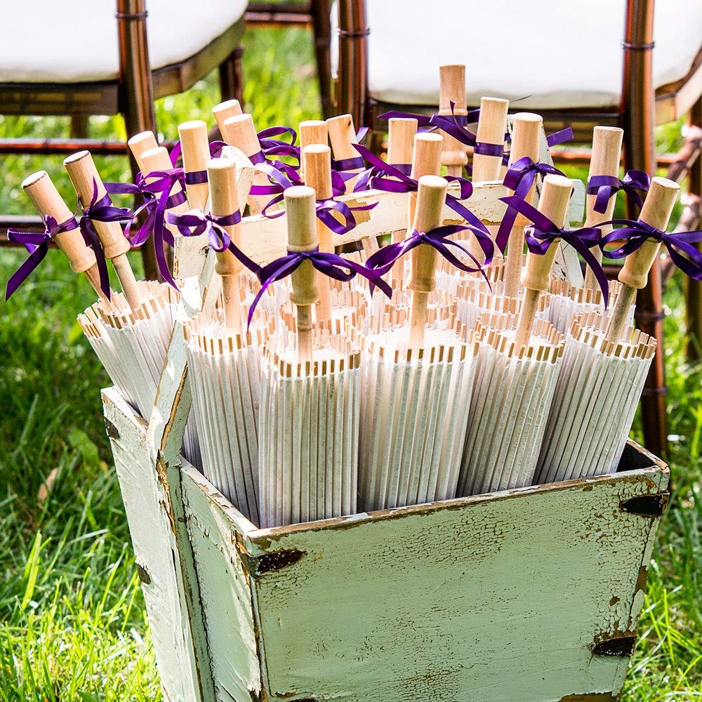 Weddingstar White Paper Parasol with Bamboo Boning - Elegant Wedding Decor, Photo Prop & Outdoor Ceremony Accessory