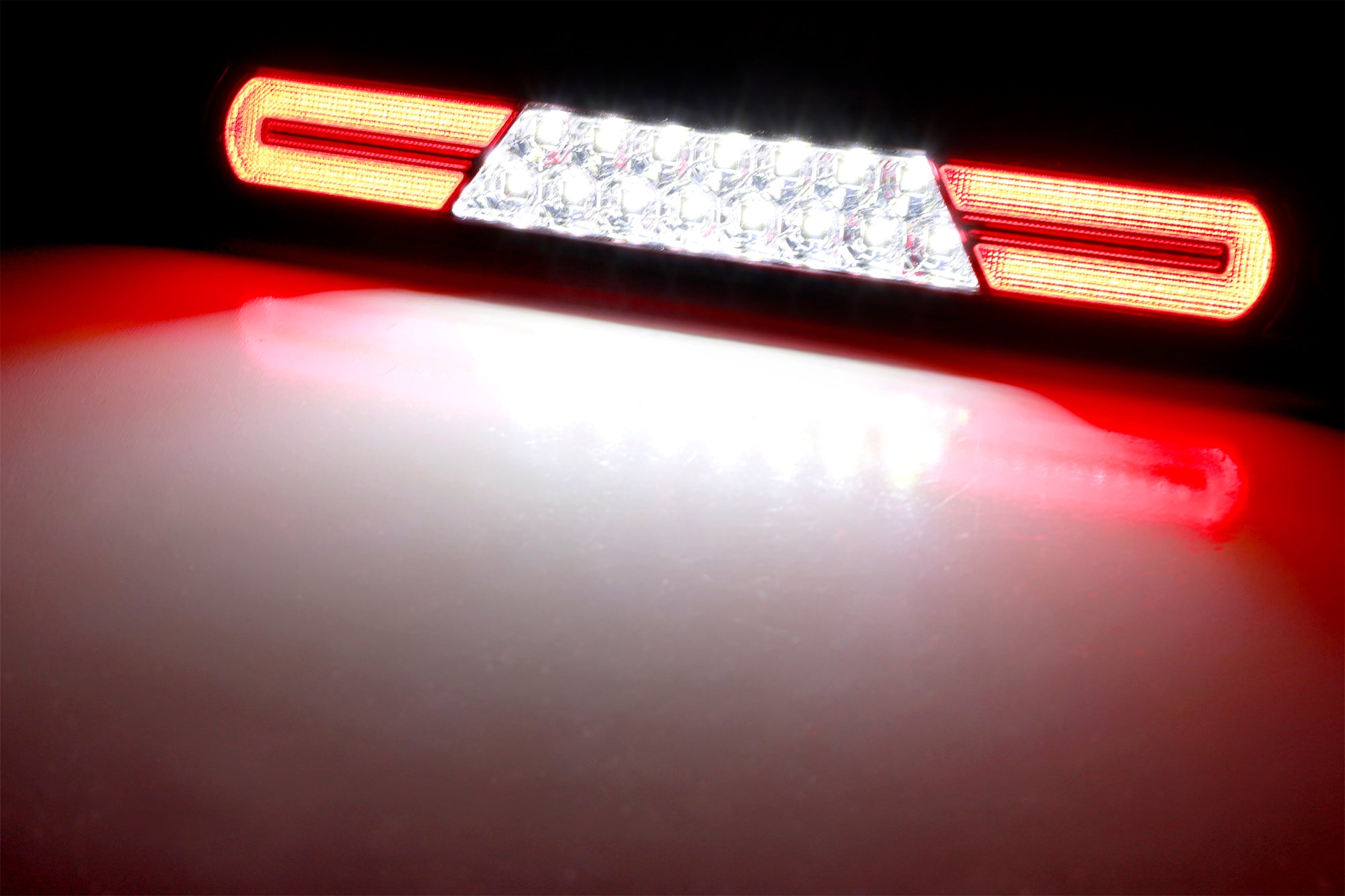 Dark Red LED High Mount Third Brake Light with C Ring Lens - Compatible with 1988-1998 Chevy C10 & GMC C/K Pickup Trucks - Enhanced Safety & Style for Night Driving & Custom Builds