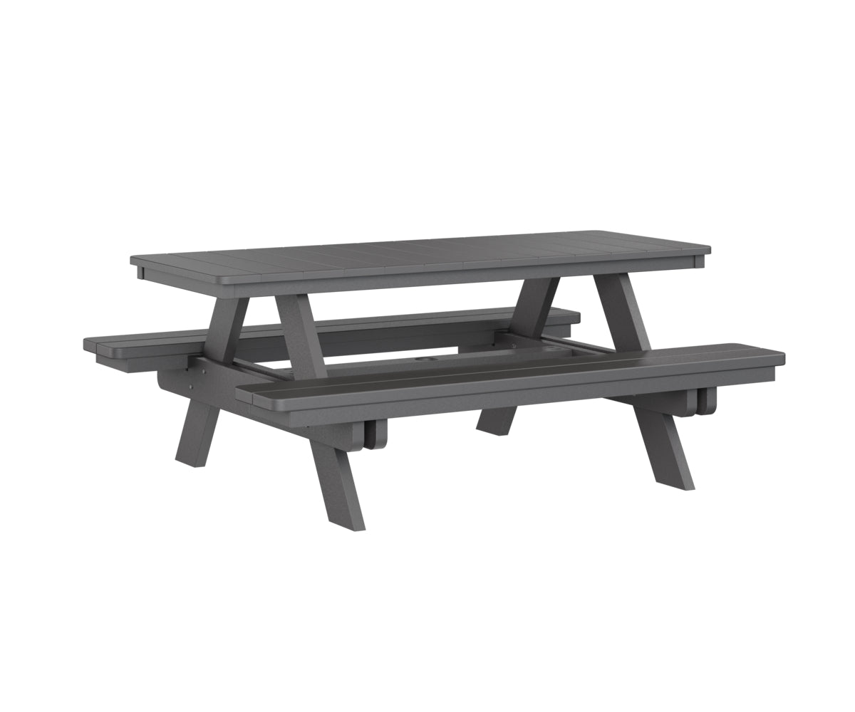 Berlin Gardens Rectangular Picnic Table - Outdoor Dining Set for Patio, Backyard, and Park - Heavy Duty Weather-Resistant Wooden Picnic Bench with Umbrella Hole