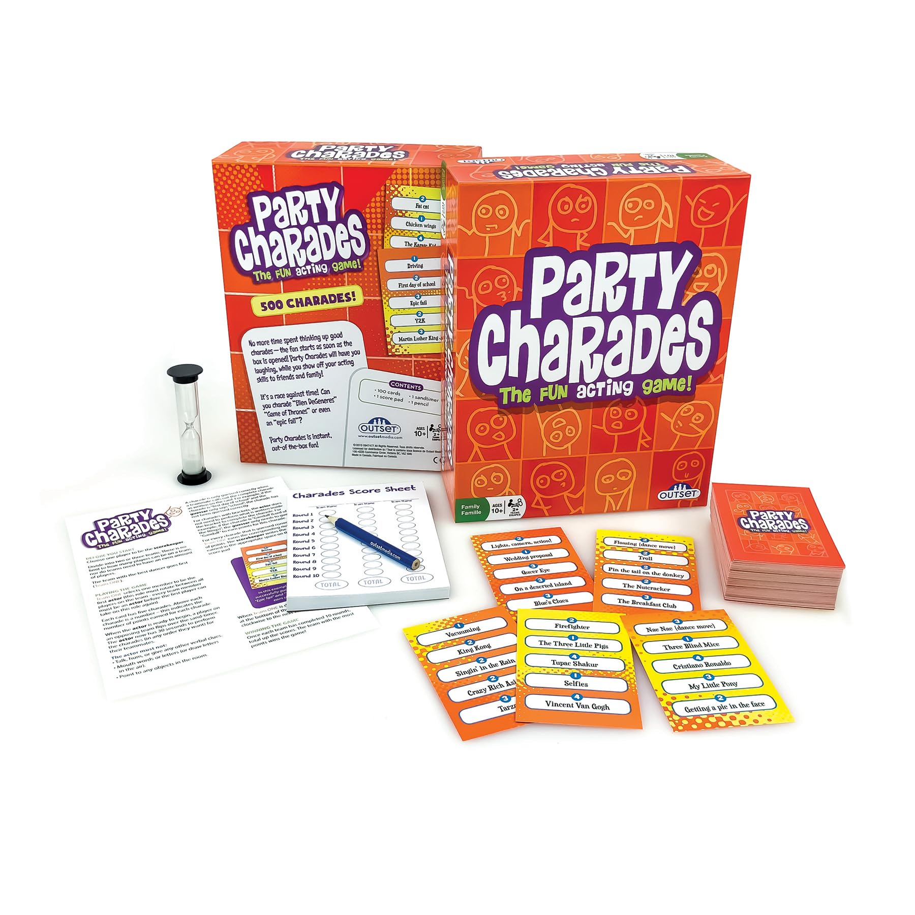 Outset Media Party Charades Game - Family Board Game with 500 Cards & Timer - Fun Group Game Night Activity for Adults & Kids Ages 10+ - Perfect for Birthday Parties, Family Gatherings & Holiday Celebrations - Amazon Exclusive