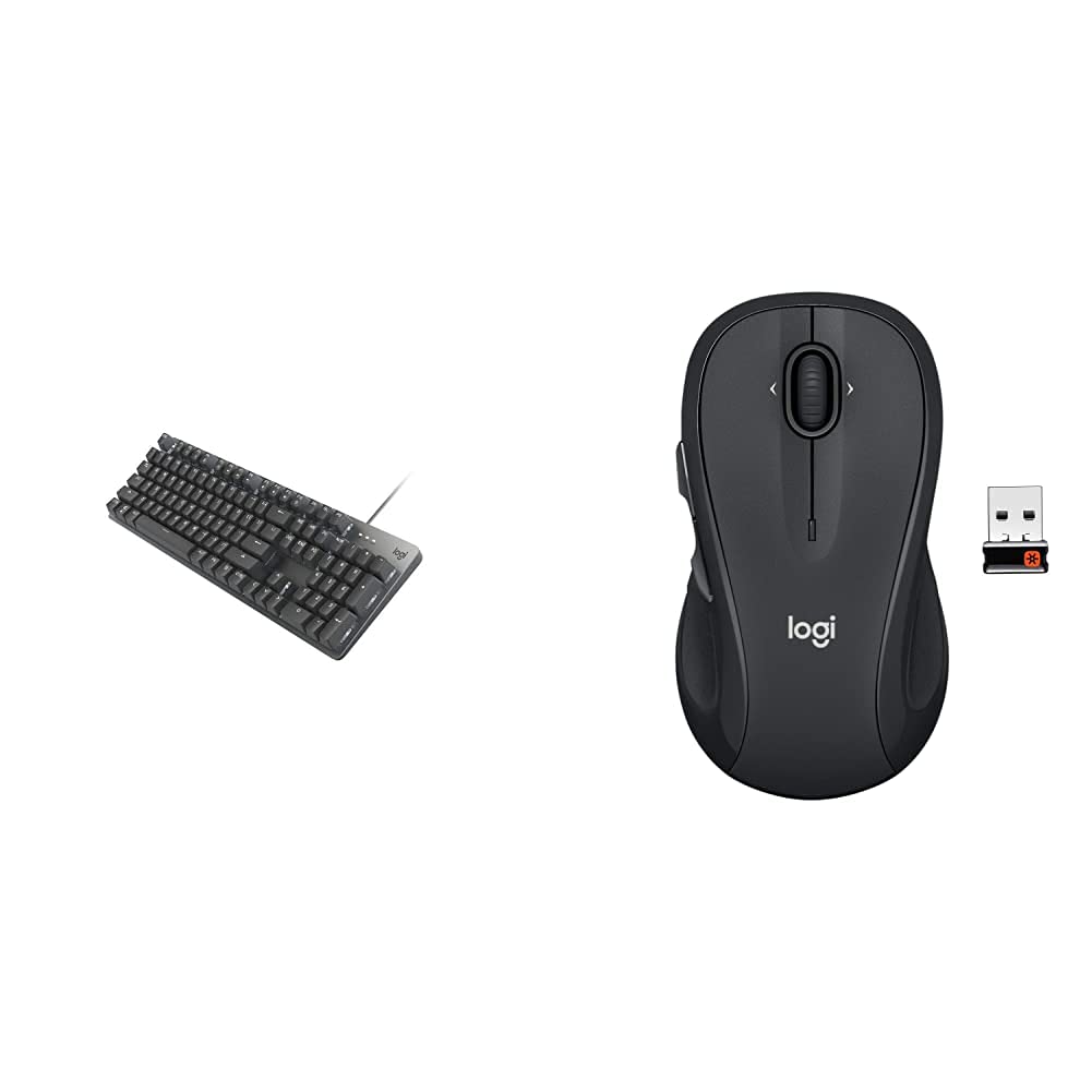 Logitech K845 Mechanical Illuminated Keyboard with Cherry MX Switches & M510 Wireless Mouse Combo - Graphite - Perfect for Gaming, Office Work, and Programming
