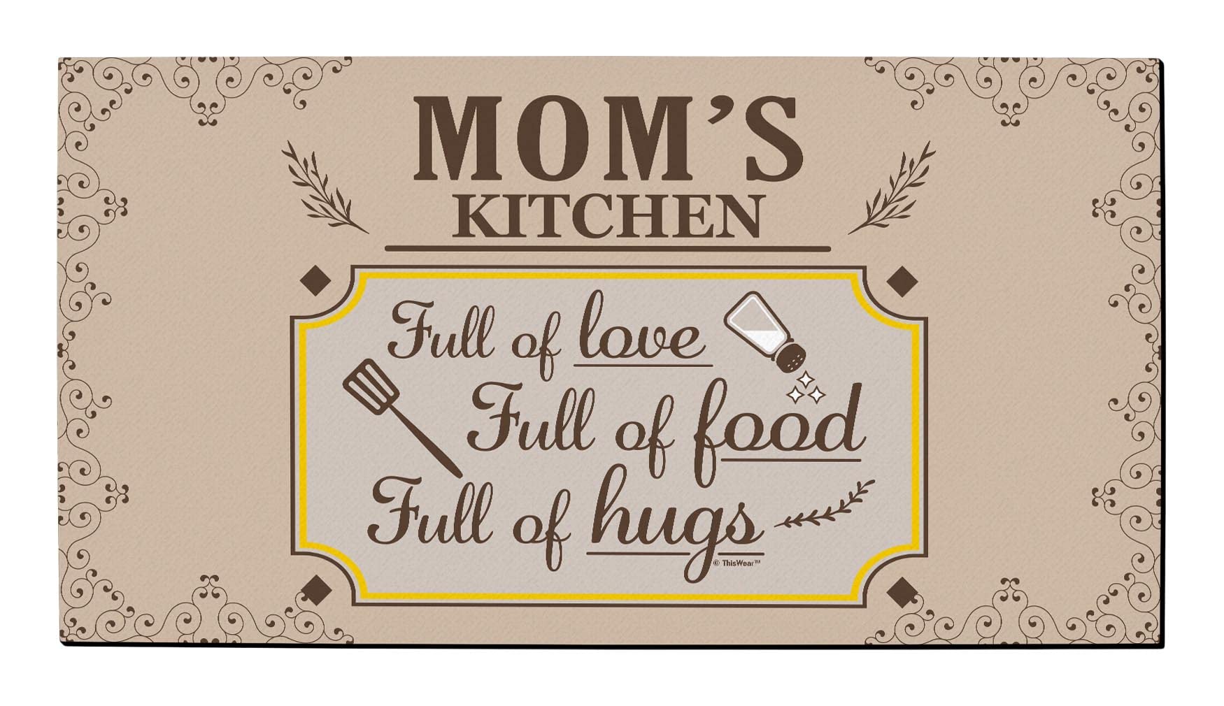 Low Profile Doormat for Mom - Heartwarming Gift for Women with 'Full of Love, Full of Food, Full of Hugs' Kitchen Design - Perfect Housewarming, Mother's Day & Home Decor Gift Idea