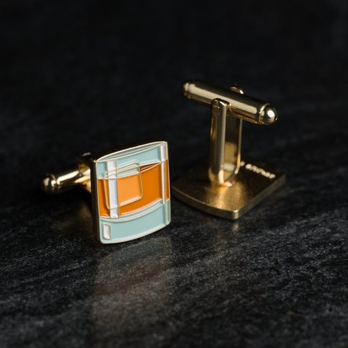 Love & Victory Whiskey Cufflinks - Elegant Stainless Steel Cuff Links for Men, Perfect for Weddings, Business Meetings & Formal Events