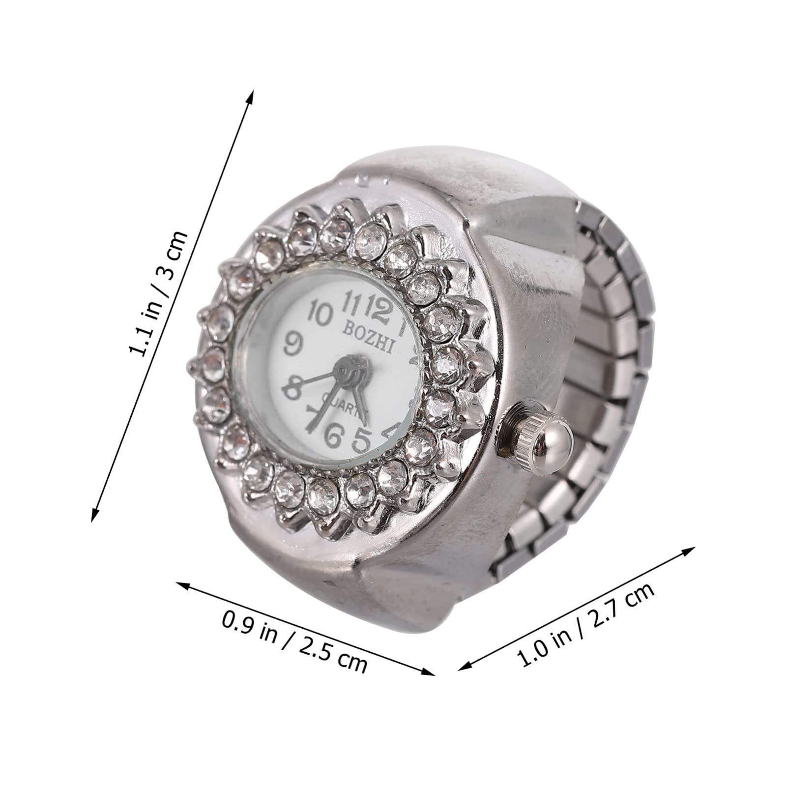 Hemobllo Diamond Ring Watch for Men & Women - Elegant Quartz Finger Watch with Round Dial & Elastic Band - Perfect for Parties, Weddings, and Everyday Fashion Accessories