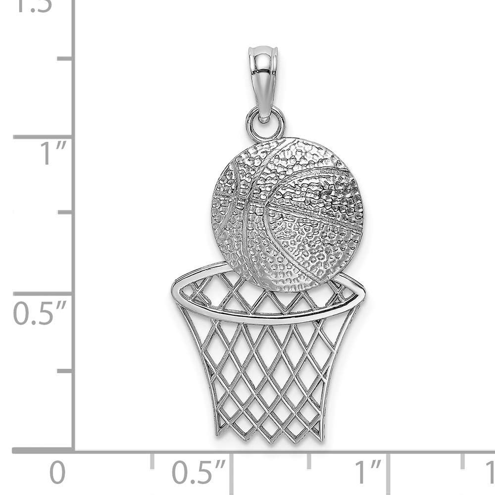 14K White Gold Basketball Net Charm Pendant - Elegant Sports Jewelry for Necklaces & Bracelets - Perfect Gift for Basketball Fans & Players