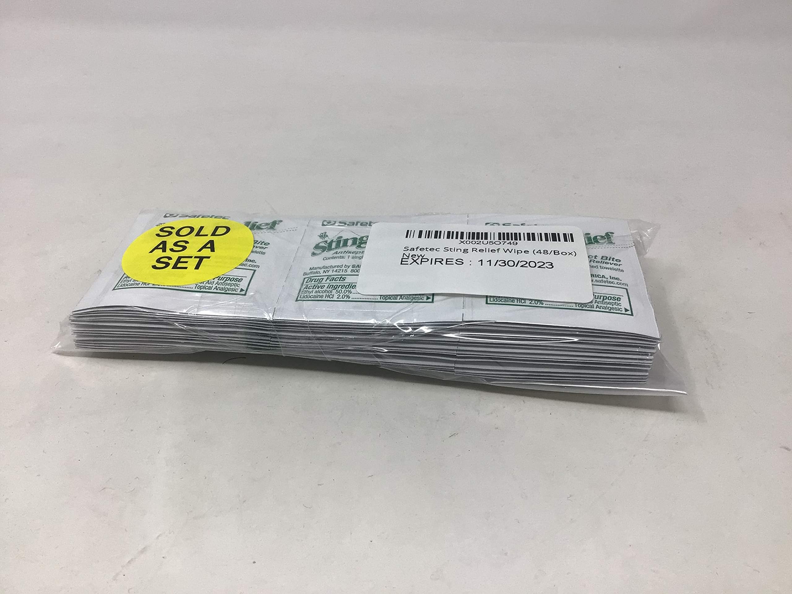 Safetec Sting Relief Wipes - First Aid for Bug Bites & Stings - 48 Count Box | Instant Itch & Pain Relief for Outdoor Activities, Camping, and Hiking