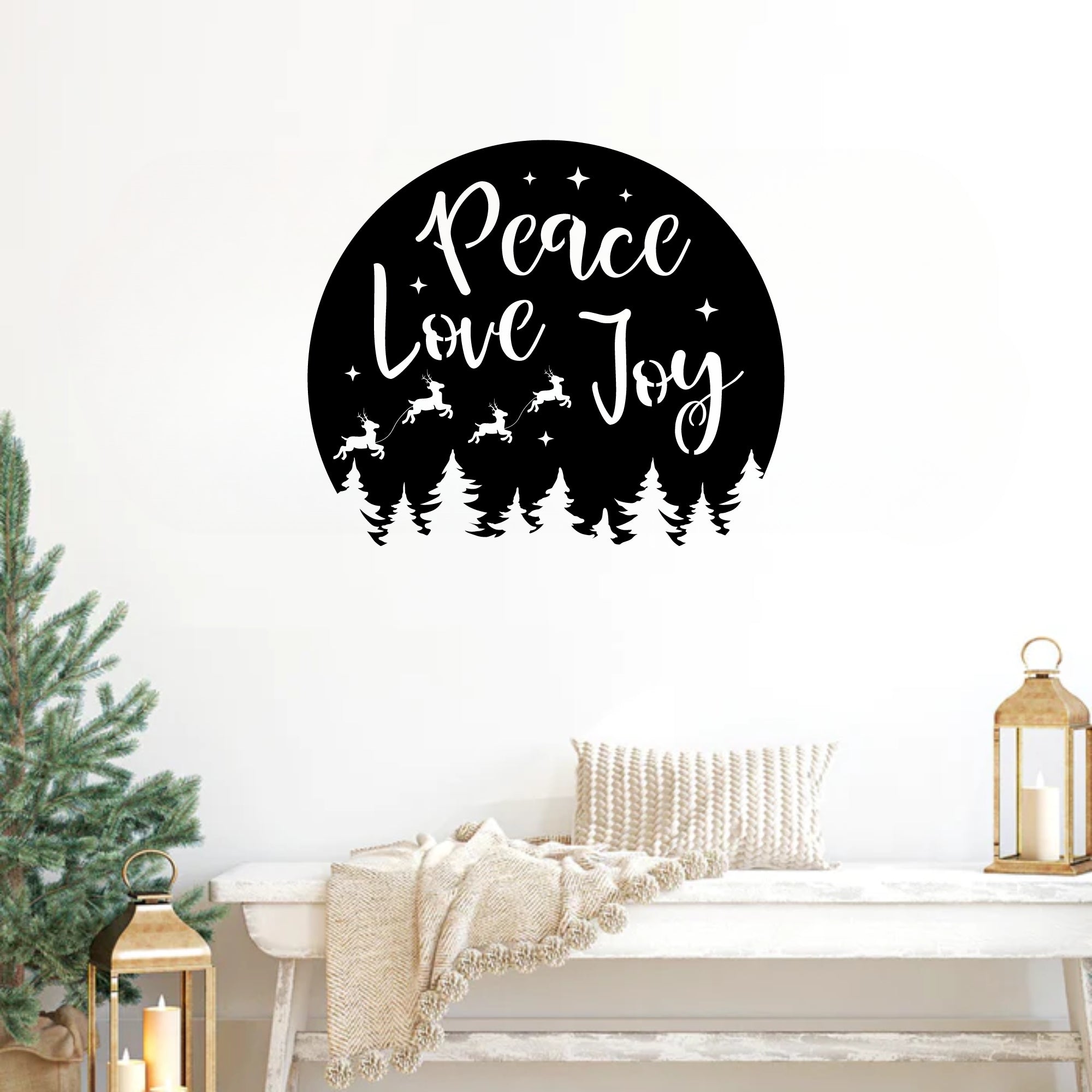 Peace Love Joy Metal Wall Art - Inspirational Home Decor for Living Room, Bedroom & Office - Perfect for Farmhouse, Rustic & Modern Interiors